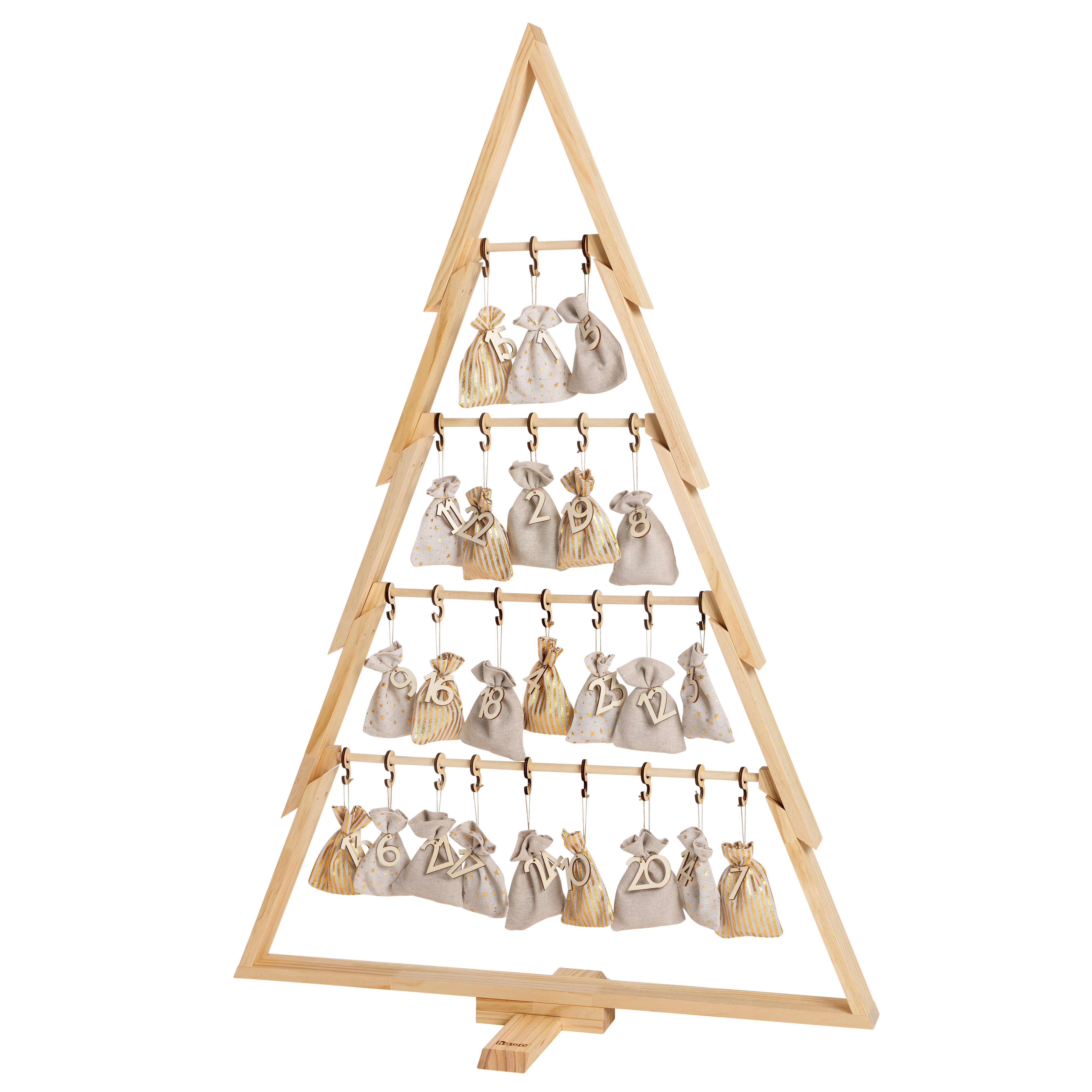 howa befüllbarer Adventskalender, Deko Weihnachtsbaum XXL aus Holz mit Adventskalender zum Befüllen