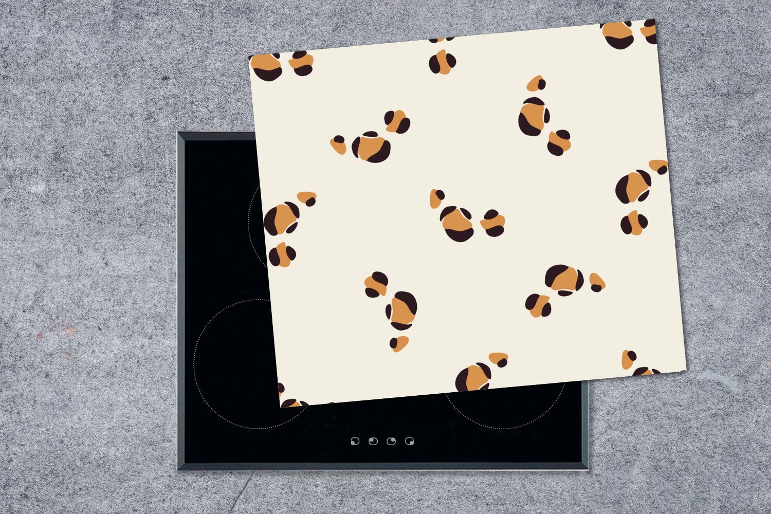 MuchoWow Herdblende-/Abdeckplatte Panther - cm, Vinyl, nutzbar, tlg), Pastell Muster, Tiere - (1 Mobile Arbeitsfläche 60x52 - Ceranfeldabdeckung