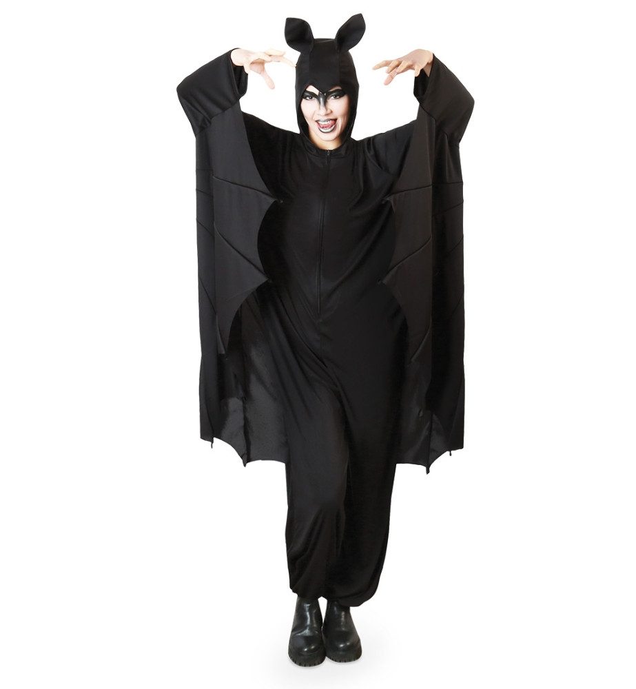 Fries Kostüm Fledermaus Kostüm mit Flügel & Kapuze Universal passend Halloween