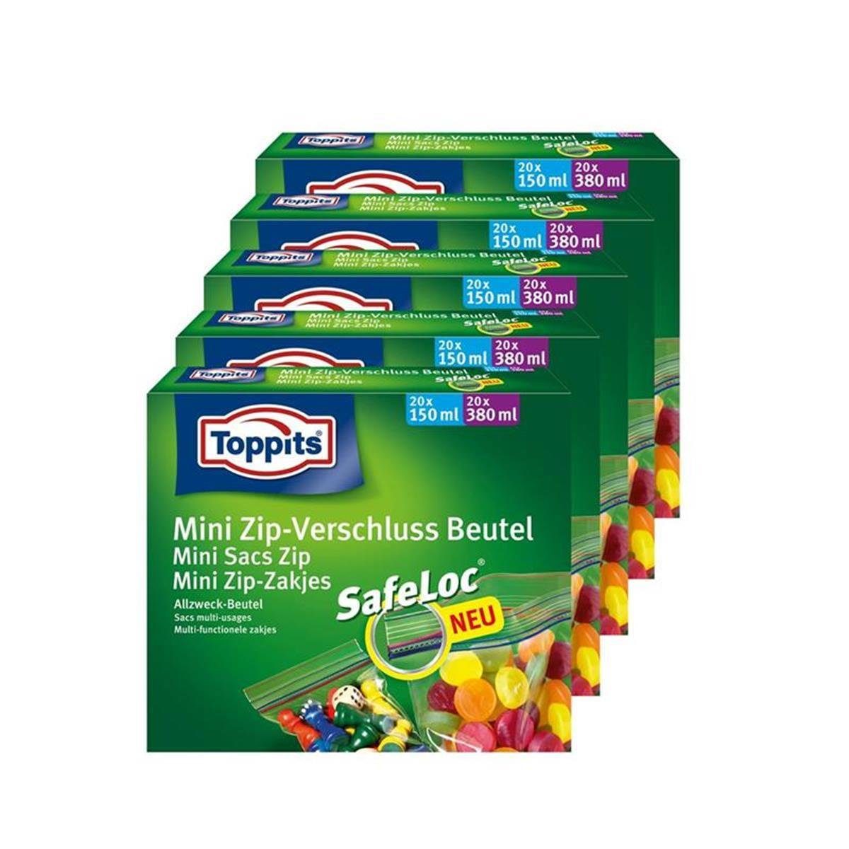 Toppits Küchenorganizer-Set Toppits Mini Zip-Verschluss Beutel 20x150ml ...