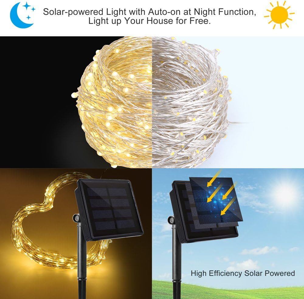 LA CUTE LED-Lichterkette Solar LED Lichterkette 120 LEDs 12m – Außen & Inne günstig online kaufen