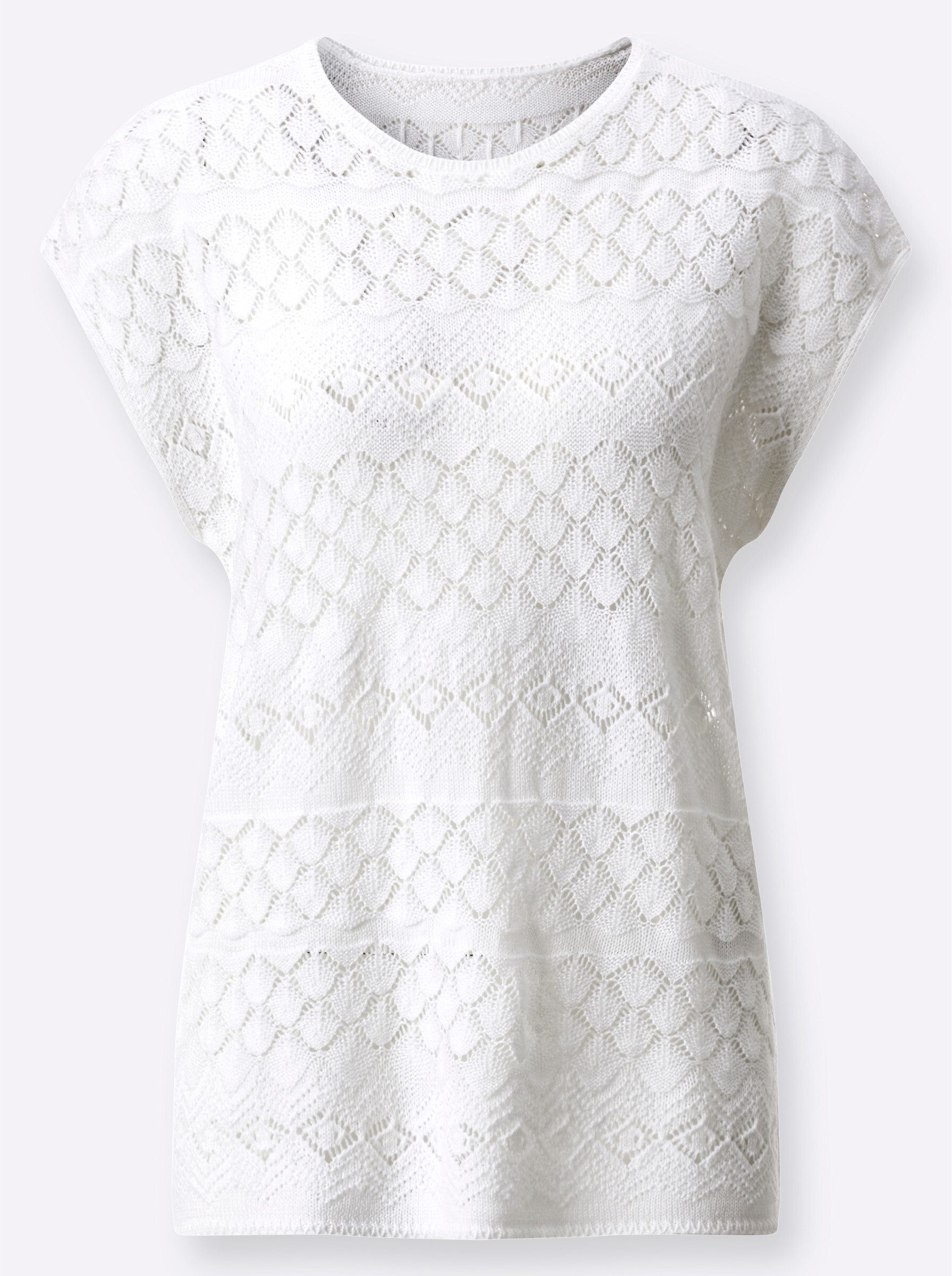 Strickpullover Ajour-Pullover Extra kurz Ajour