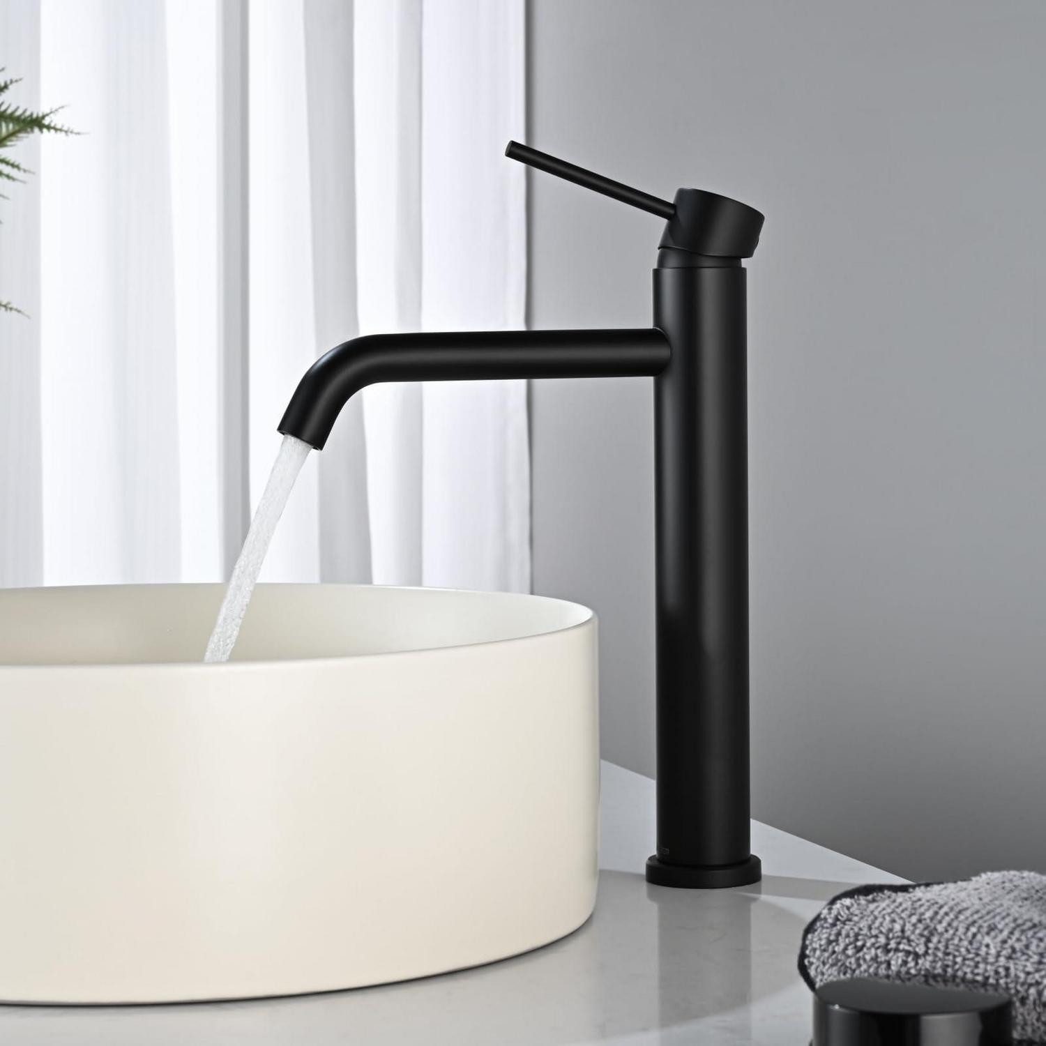 LuxusKollektion Waschtischarmatur Wasserhahn Ohne Drehung Auslaufhöhe 204 mm Schwarz Matt