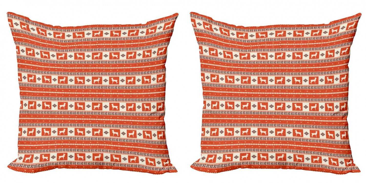 Digitaldruck, Lama und Modern Doppelseitiger Ethnisch Folk Kissenbezüge Motiv Stück), Accent Abakuhaus (2 Muster