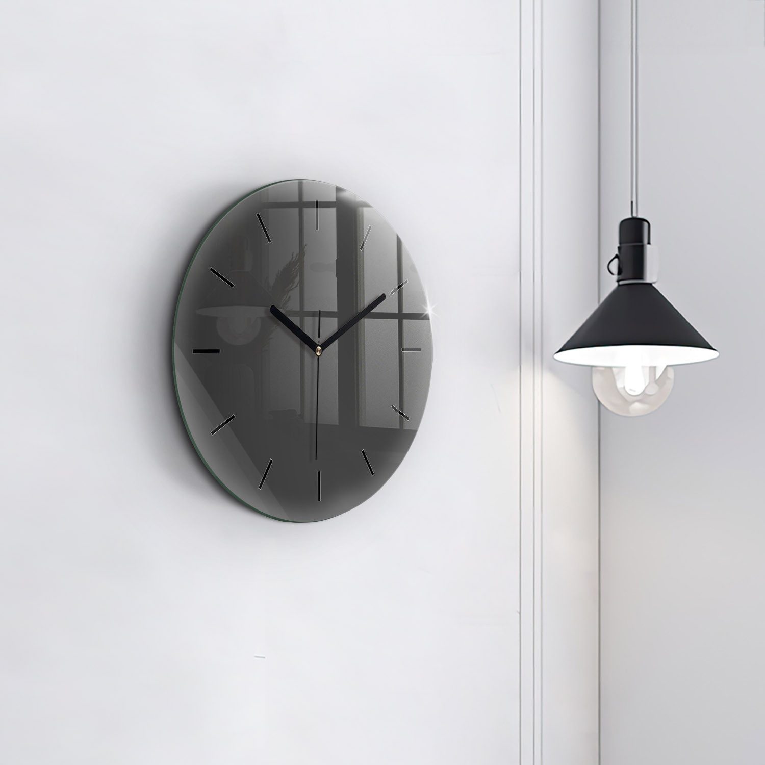 Tulup Wanduhr Glasrunde Uhr Moderne Glaswanduhr 30 cm Uhr aus gehärtetem Glas