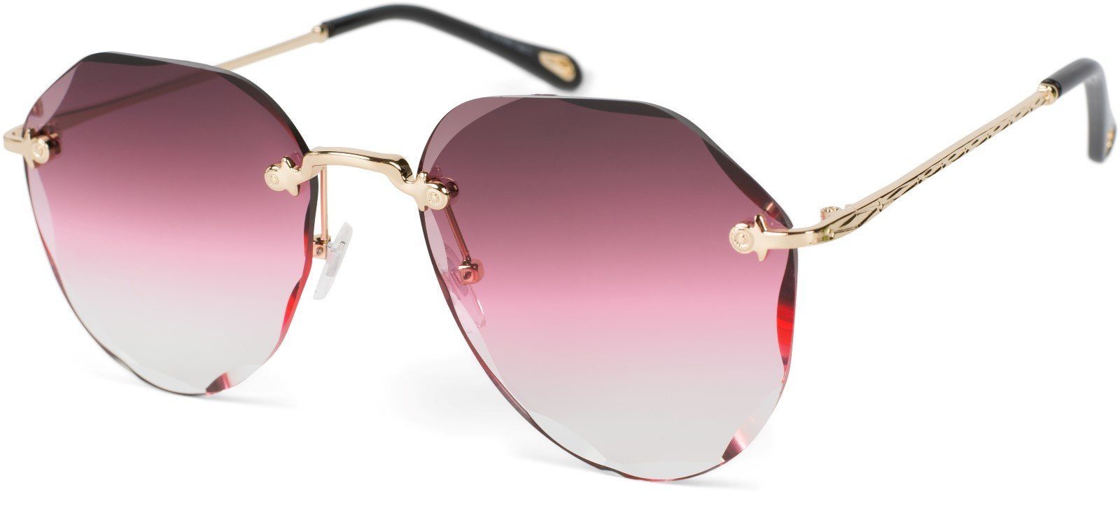 styleBREAKER Sonnenbrille Verlauf Gestell Getönt (1-St) Gold Glas / Bordeaux-Pink