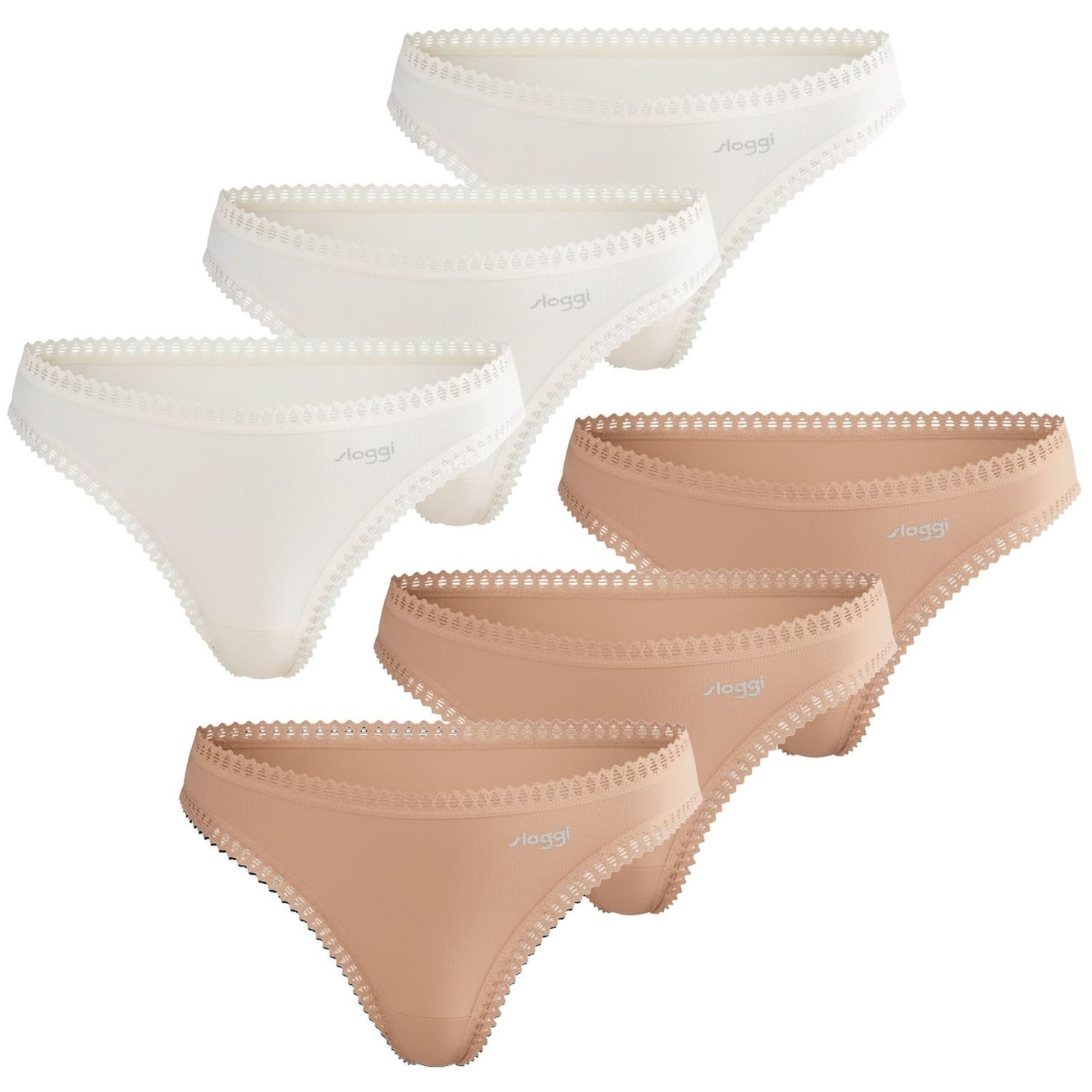 3 x creme + 3 x beige
