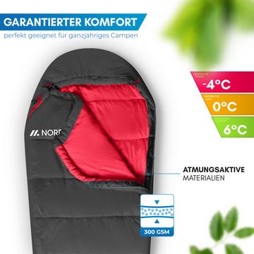 Nordmut Mumienschlafsack Schlafsack 3-Jahreszeiten [300 GSM] Ultraleicht & kompakt, Outdoor, [1600g] ideal für Outdoor, Camping, Trekking und Reisen