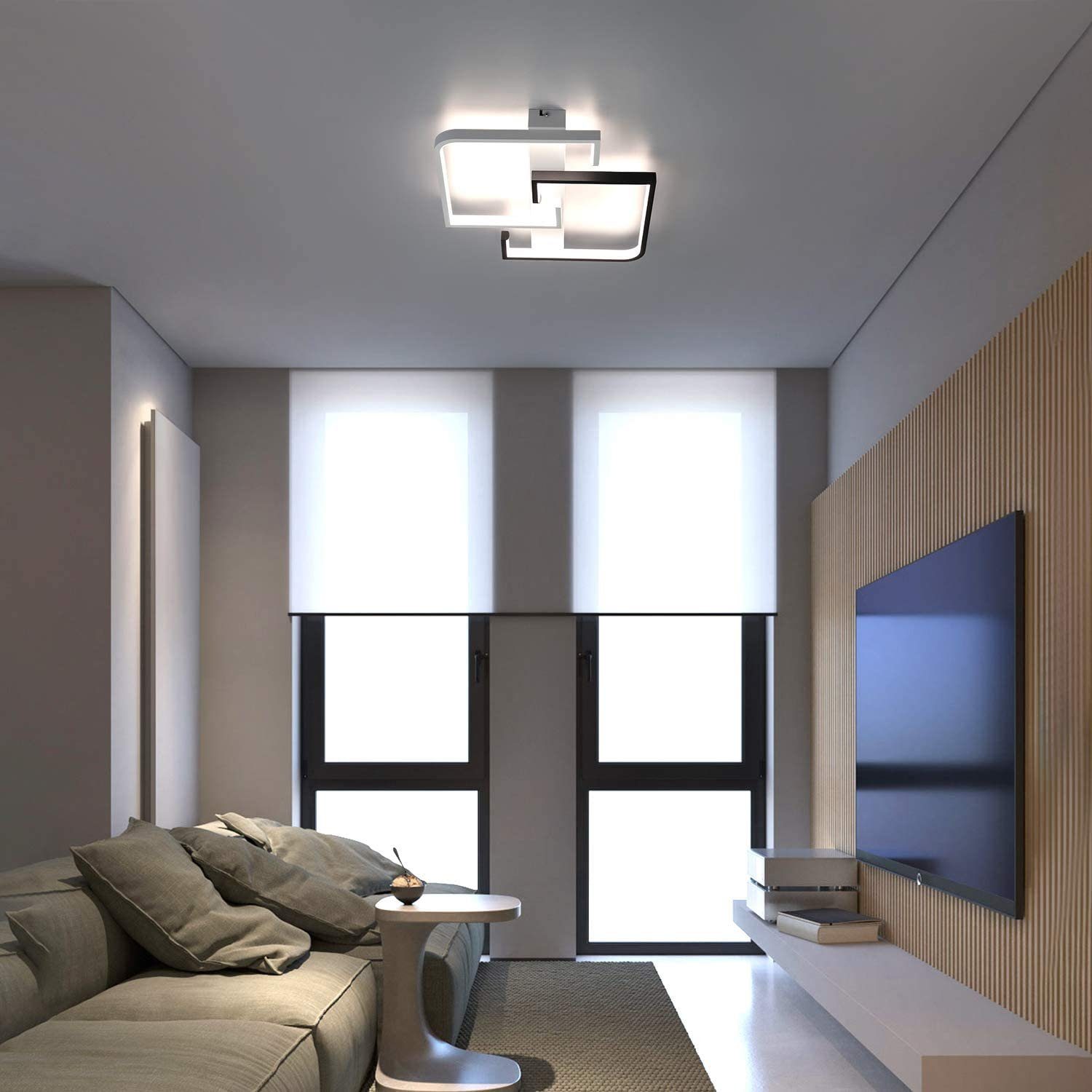Hochwertige für Lampenperlen, fest Deckenleuchte LED Modern Flur, ZMH integriert, Deckenlampe LED 3000-6500k Schlafzimmer SchwarzWeiß