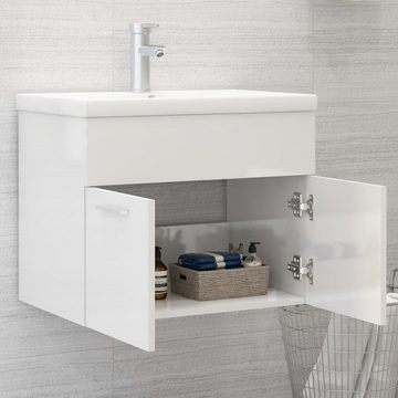 DOTMALL Waschbeckenunterschrank Waschbeckenunterschrank mit Einbaubecken Hochglanz-Weiß