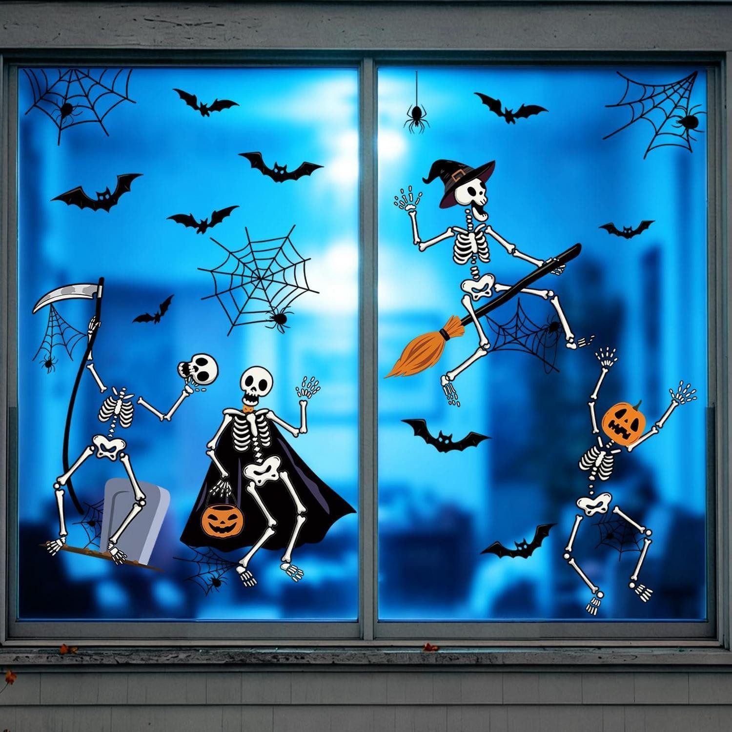 LuxusKollektion Fensterbild Fensterbilder Halloween Skelett Deko 2 Blatt