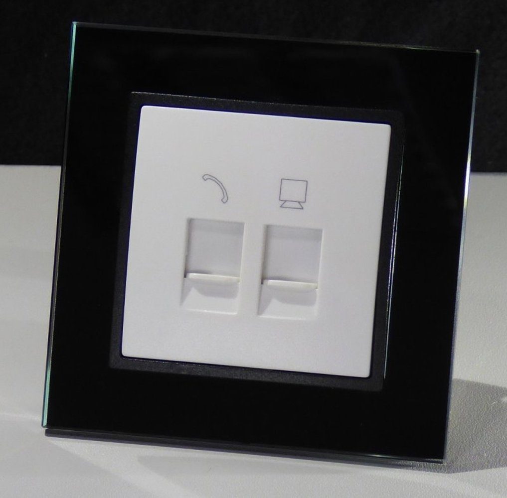 Lichtideen Schalter 7839 Abelka Nuovo schwarz GLAS 1x RJ45 + RJ11Dose (Taster, Schalter, Anennendose, Steckdose mit USB lieferbar)