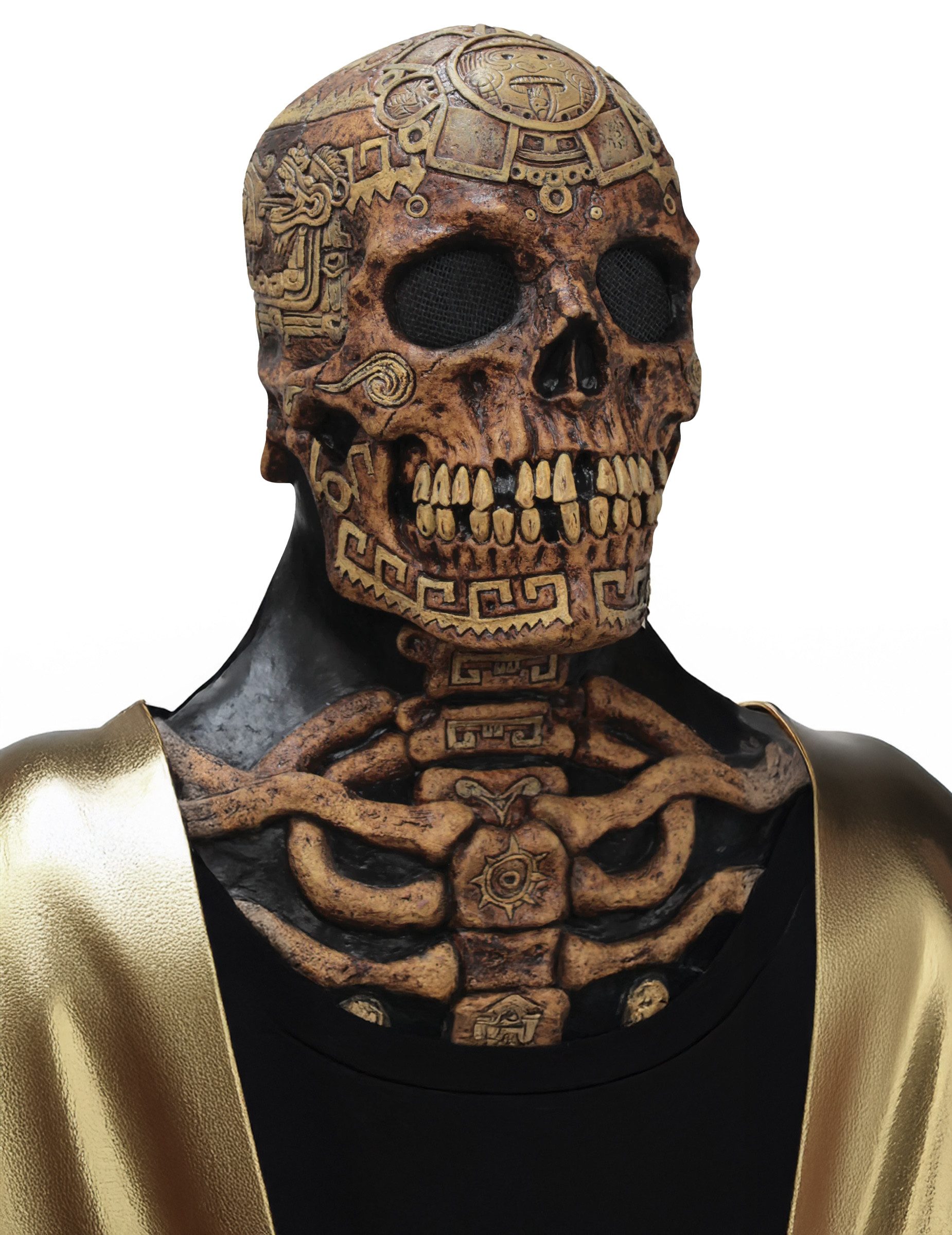 Kostüm Furchterregende Skelettmaske mit aztekischem Design - Erwachsene