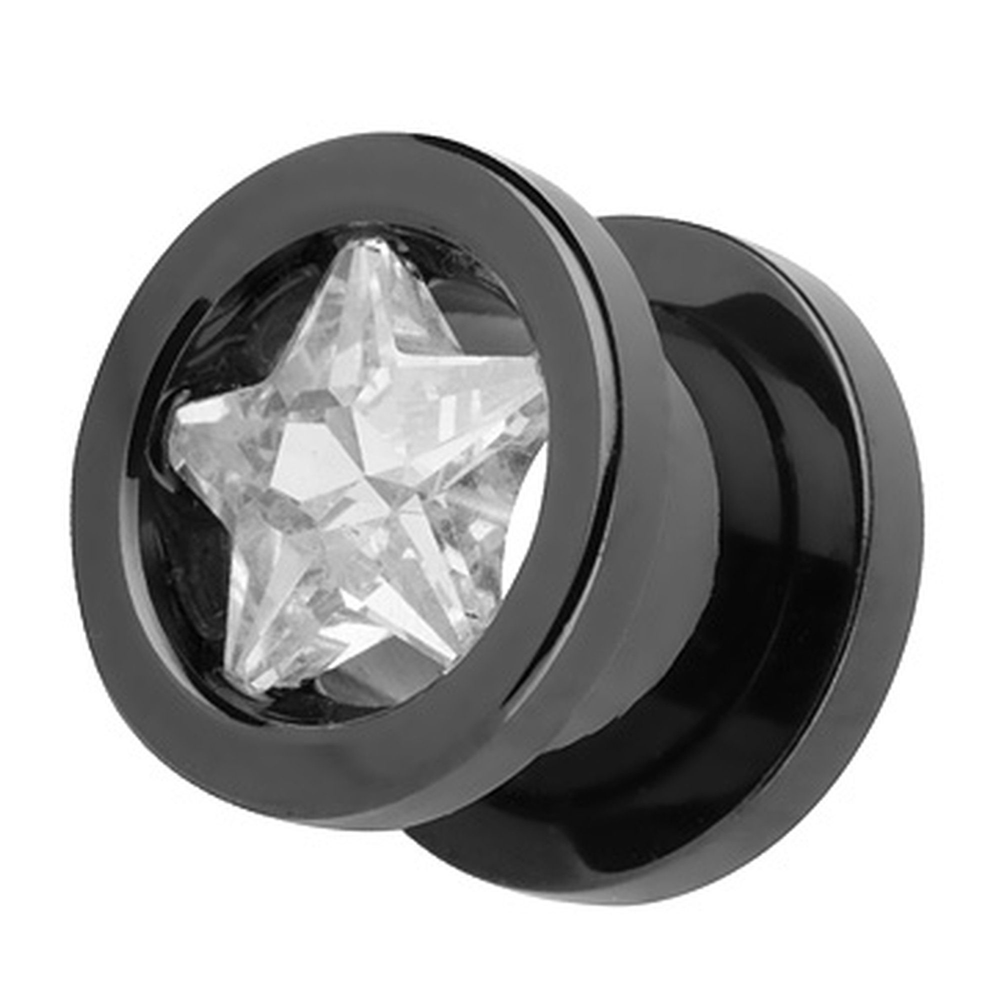Plug Tunnel Piercing Schraub Schwarz Stern Clear