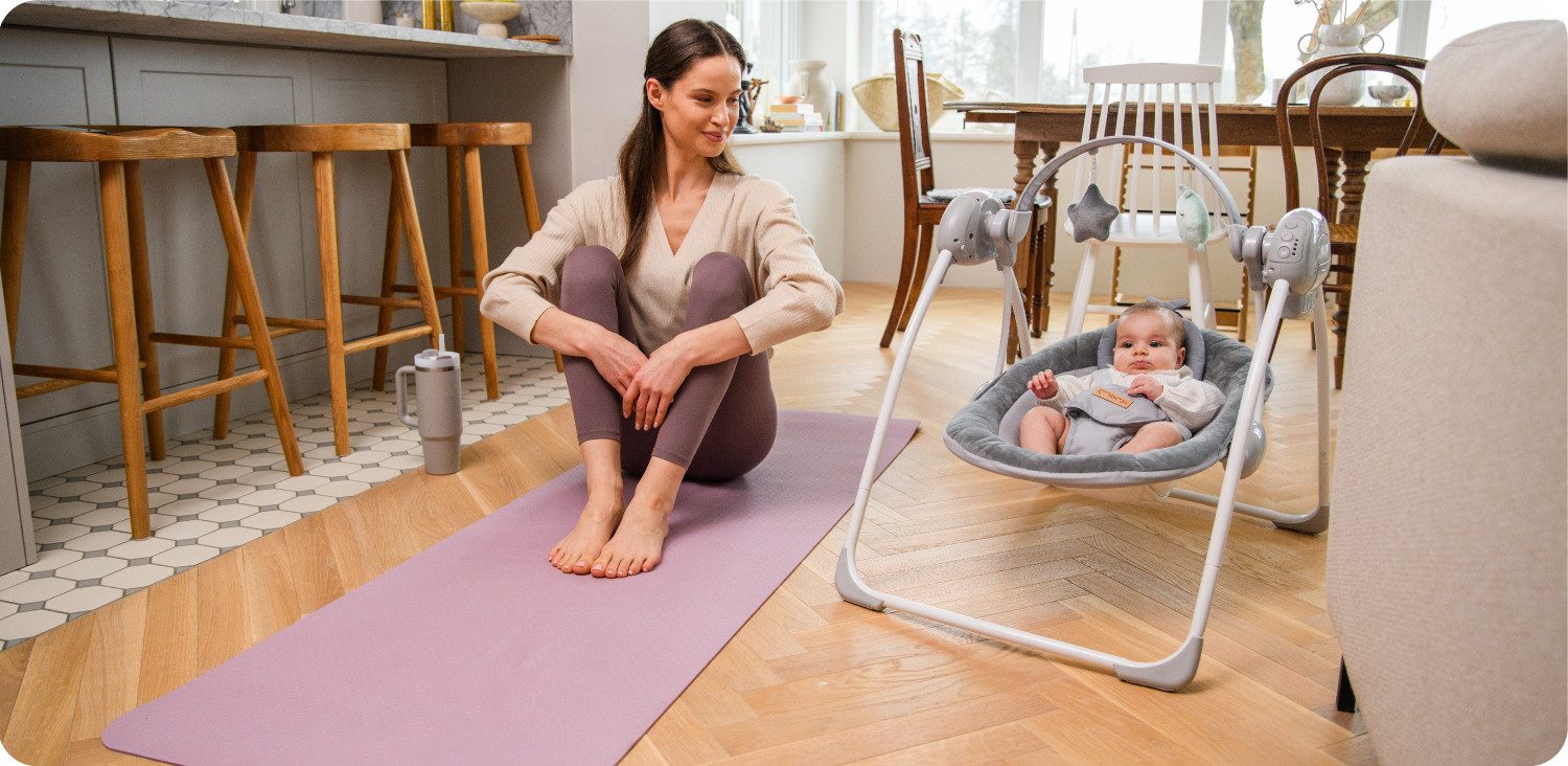MoMi Babywippe Liss, elektrisch mit 5 Stufen, Timer und 6 Melodien