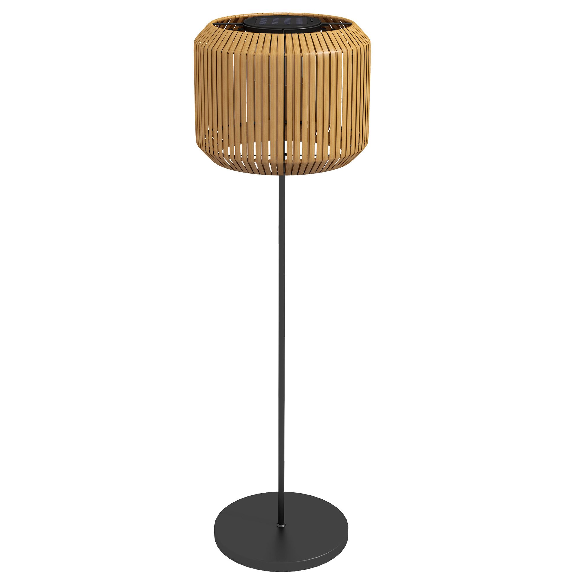 furnicato Gartenleuchte Rattan Solar Außenleuchte LED, Ø34x130cm, Schwarz/Gelb