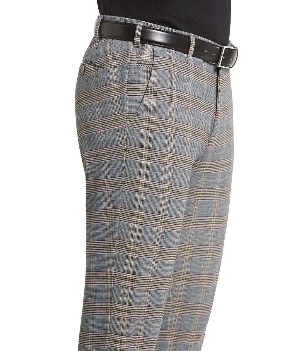 2-8568-34 Chino EXCLUSIVE checkered MEYER grey multicoloured 5-Pocket-Jeans BONN MEYER