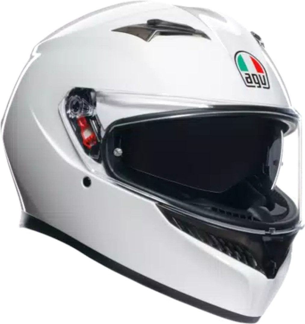 AGV Motorradhelm K3 Mono White Helm, integriertes Sonnenvisier,vorbereitet für Kommunikationssystem