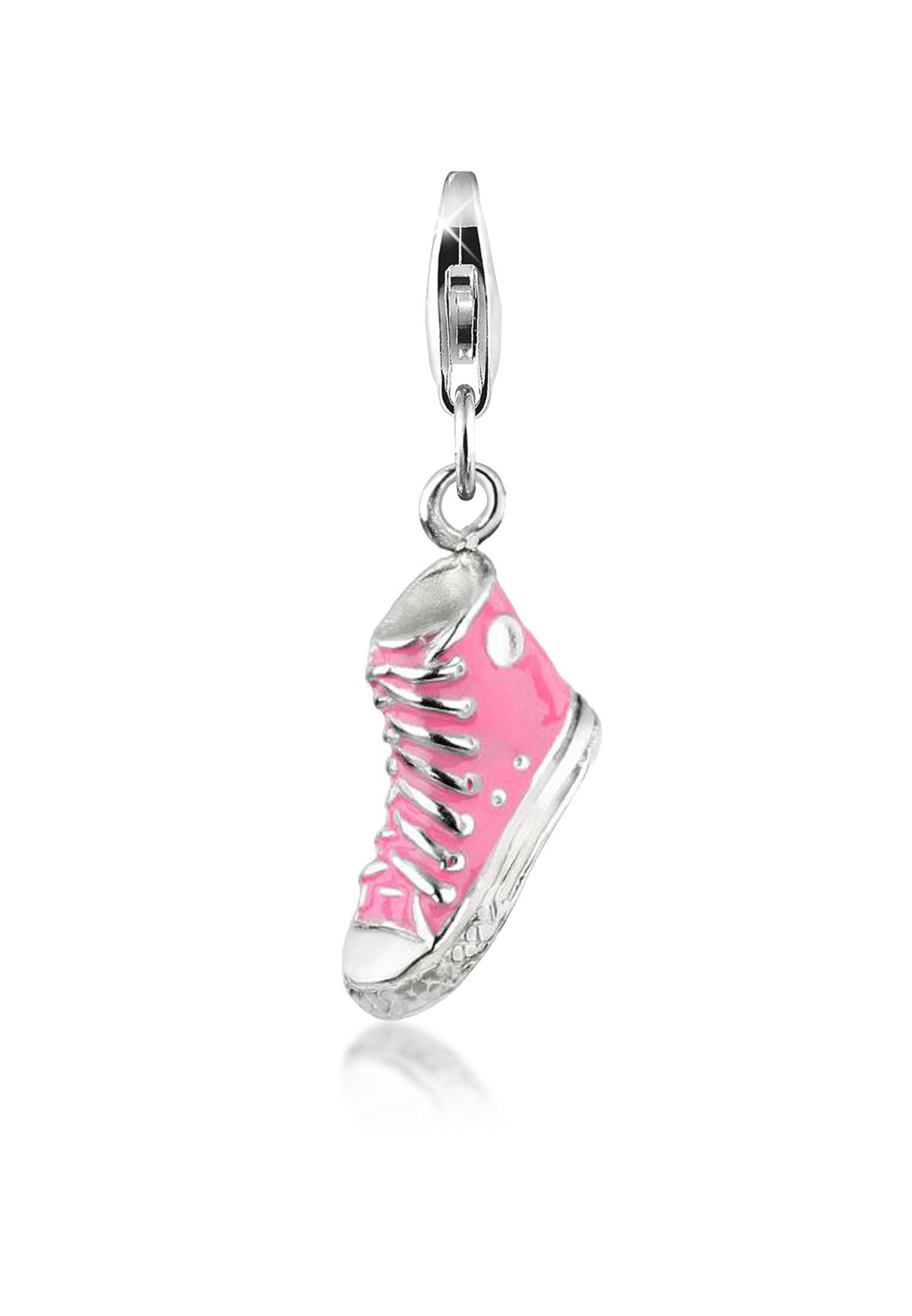 Nenalina Charm-Einhänger Anhänger Turnschuh Sneaker Emaille 925 Silber Rosa