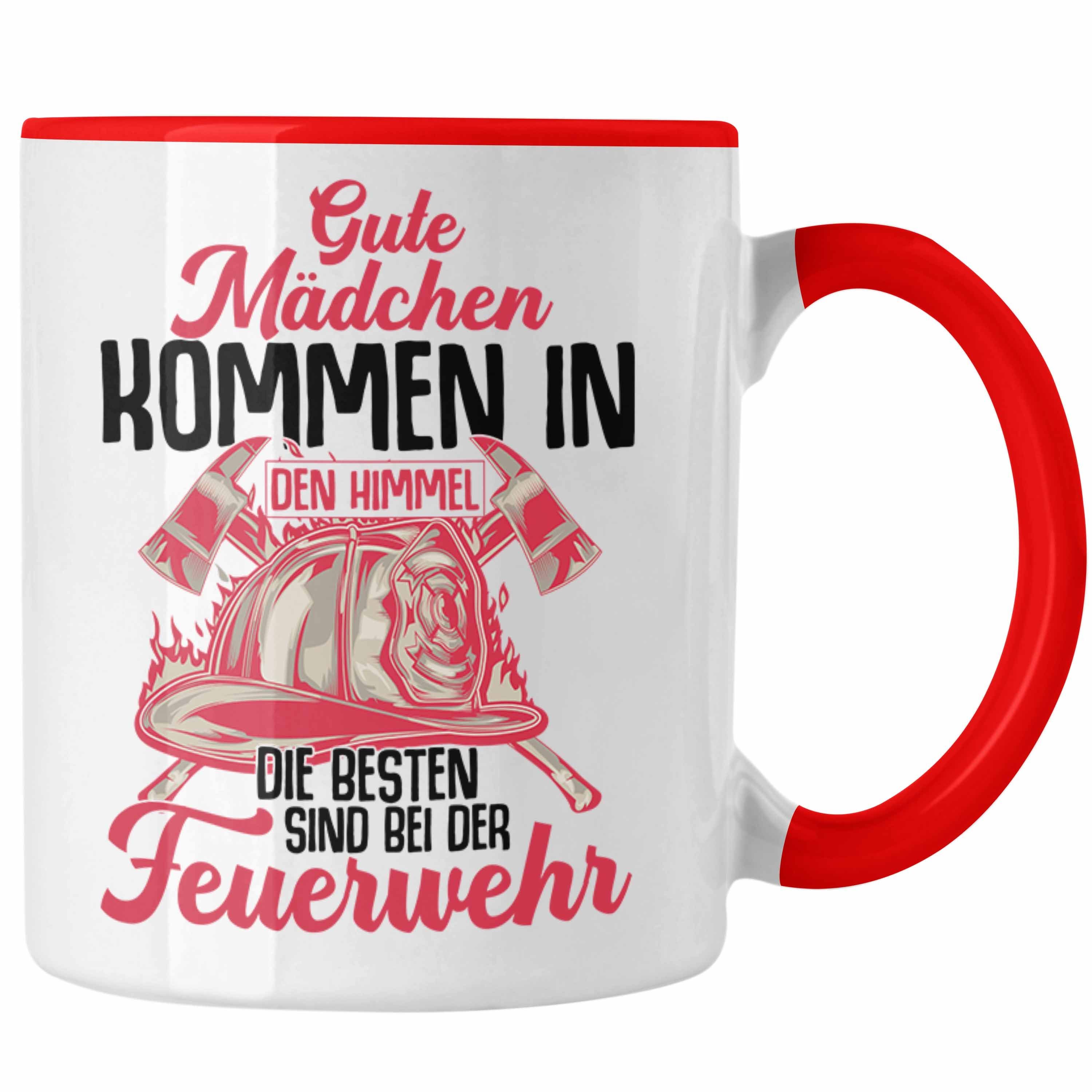Trendation Tasse Trendation - Feuerwehr Frau Tasse Geschenk Frauen Feuerwehrfrauen Spruch Geschenkidee Rot