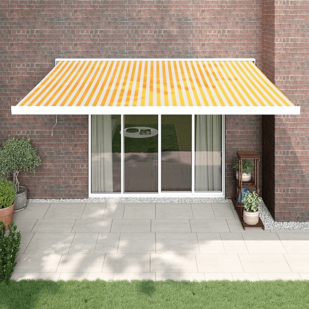 Thumbnail - furnicato Markise Einziehbar Gelb und Weiß 4,5x3 m Stoff und Aluminium (1-St)