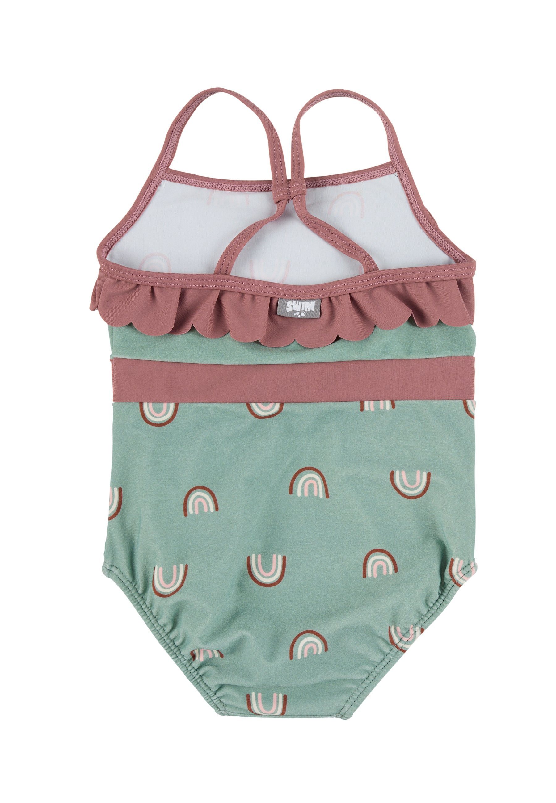 Sterntaler® Badeanzug UV-Schutz 50+ Badeanzug Regenbogen (1-St., Kinderbadeanzug mit Windelfutter, Schwimmshirt gemustert) Schwimmanzug mit Volant am Halsauschn – Bild 2 von 3