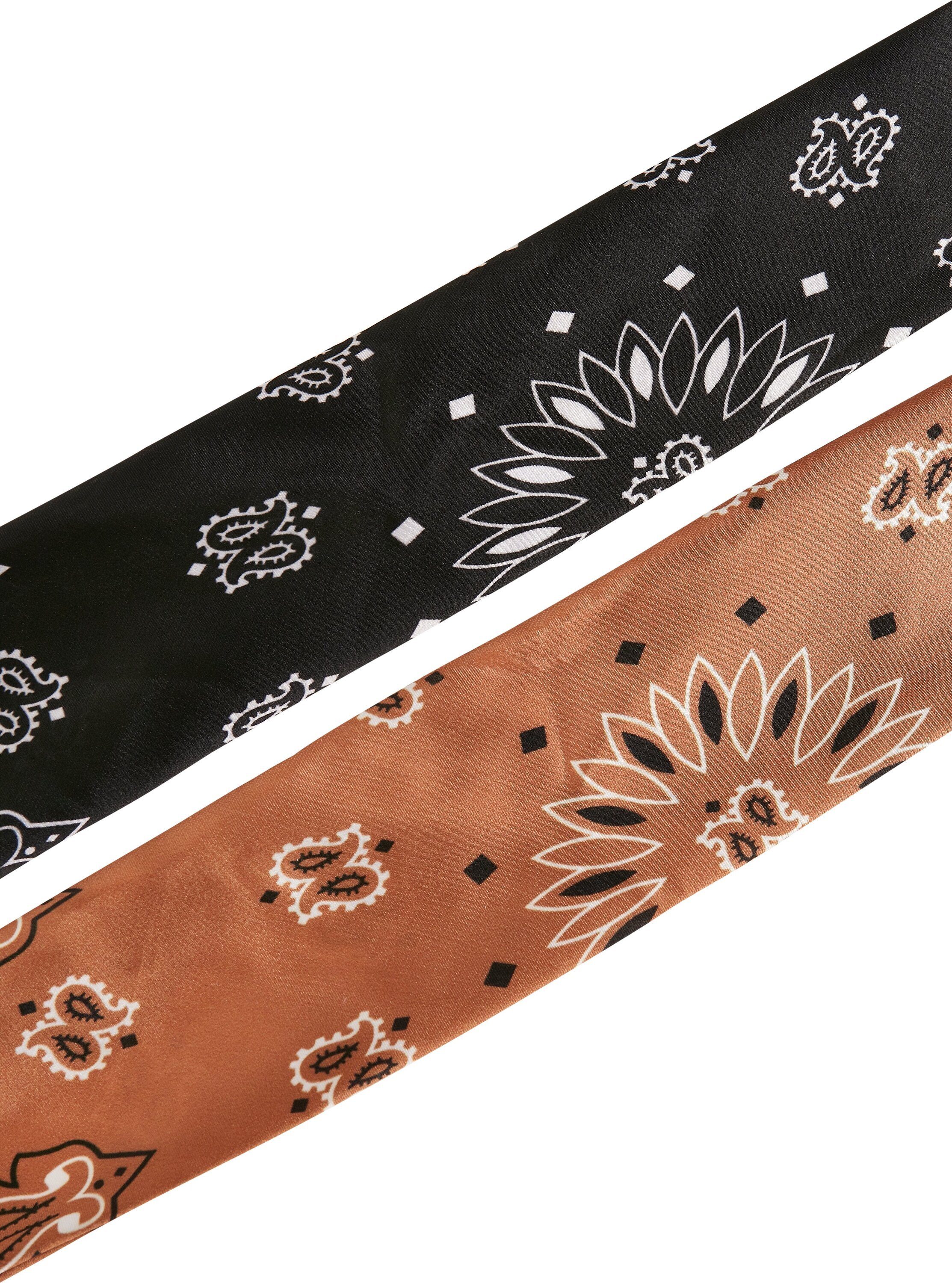 URBAN CLASSICS Loop Unisex Satin Bandana 2-Pack, (1-St) black+cognac