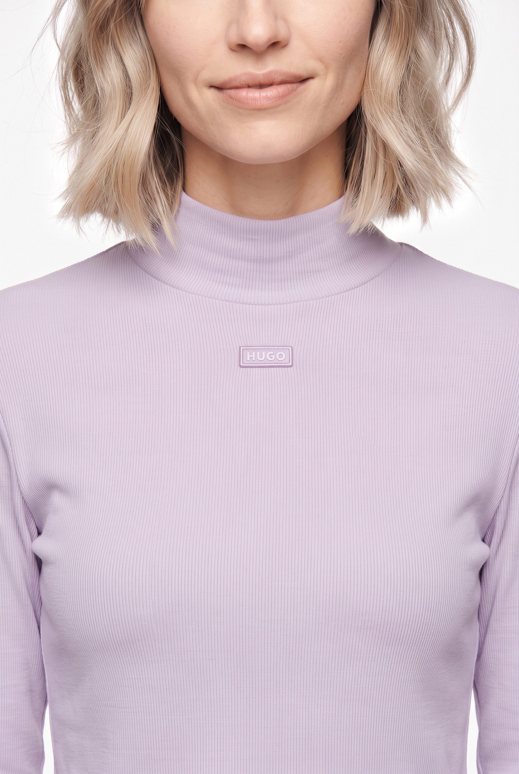 HUGO Longsleeve Easy Longsleeve mit Stehkragen – Bild 3 von 5