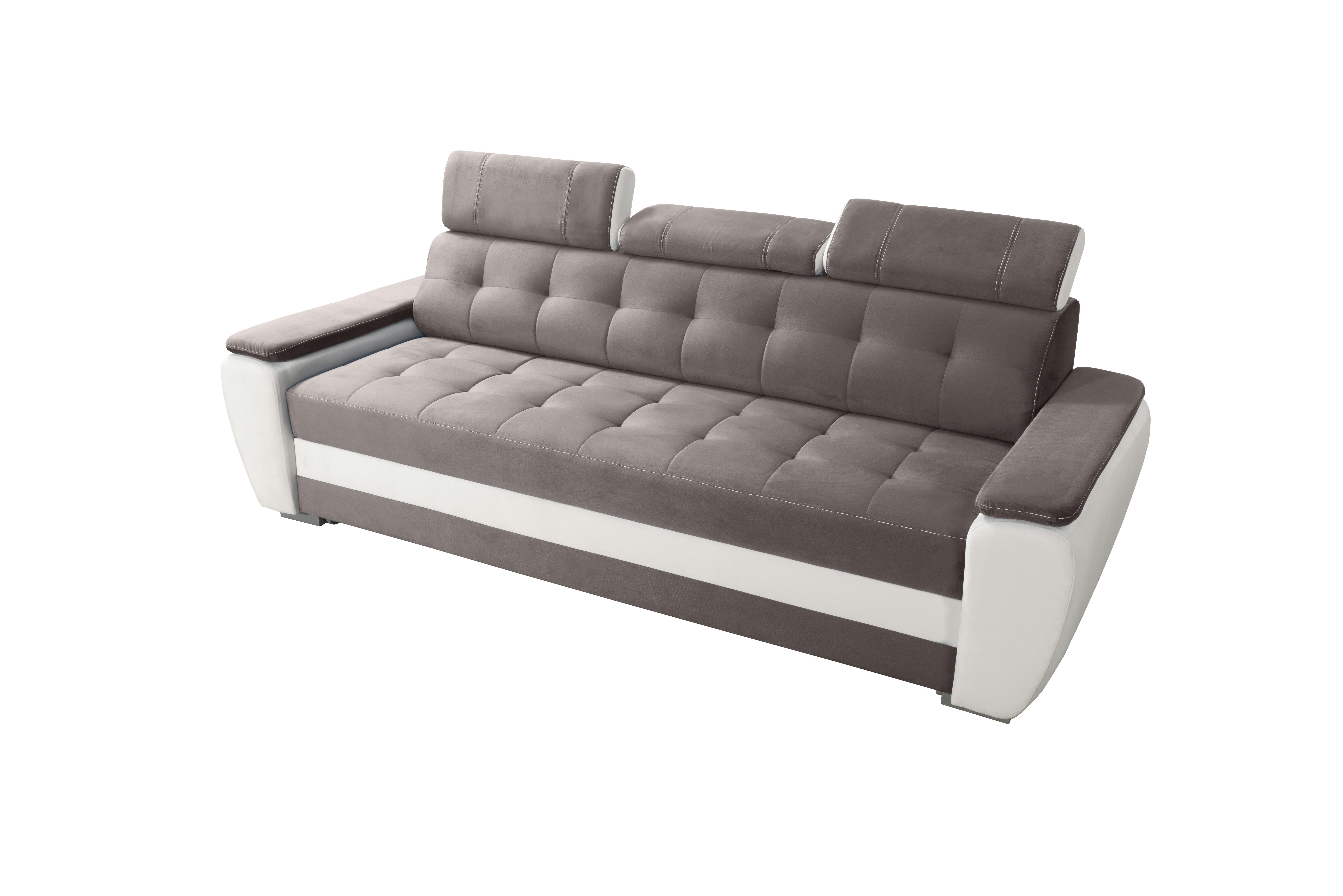 robin Schlafsofa Diana Sofa mit Schlaffunktion 3 Verstellbare Kopfstützen BROWN+WHITE