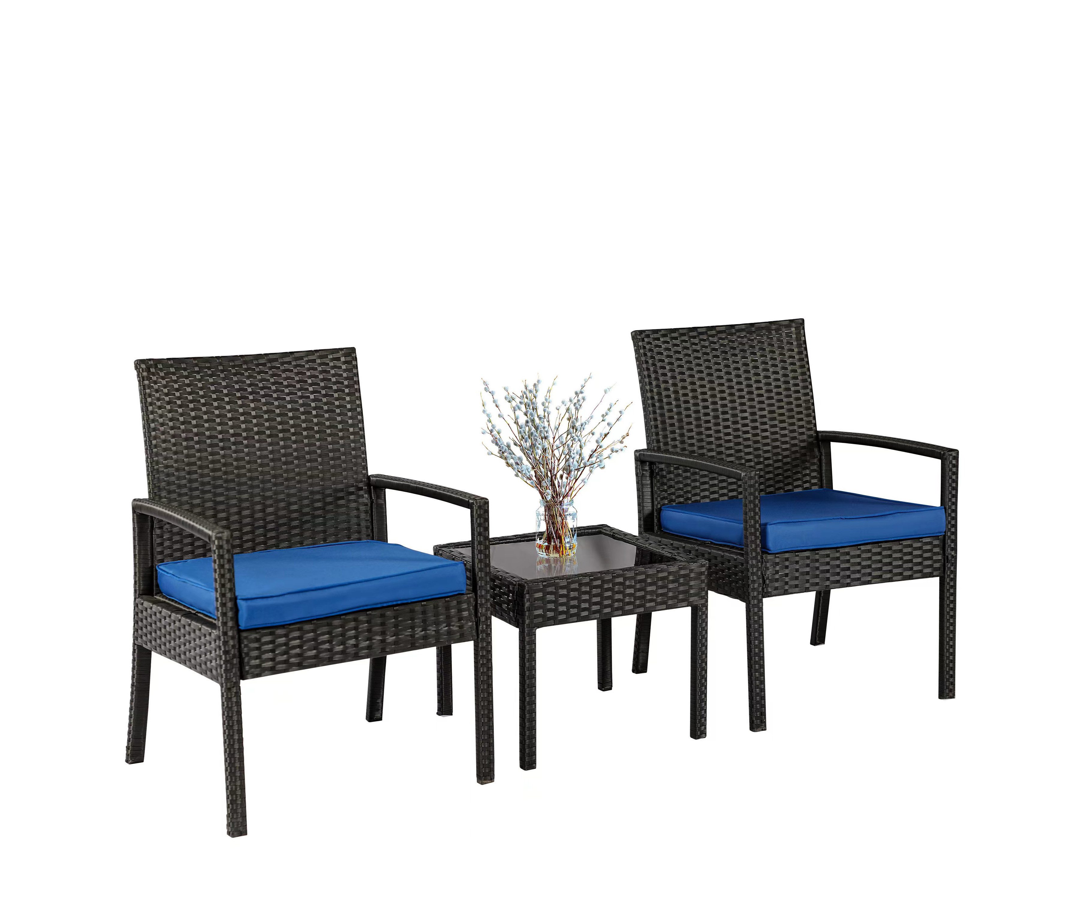 HTI-Living Garten-Essgruppe Terrassenmöbel Schwarz/Blau Santadi, (Set, günstig online kaufen