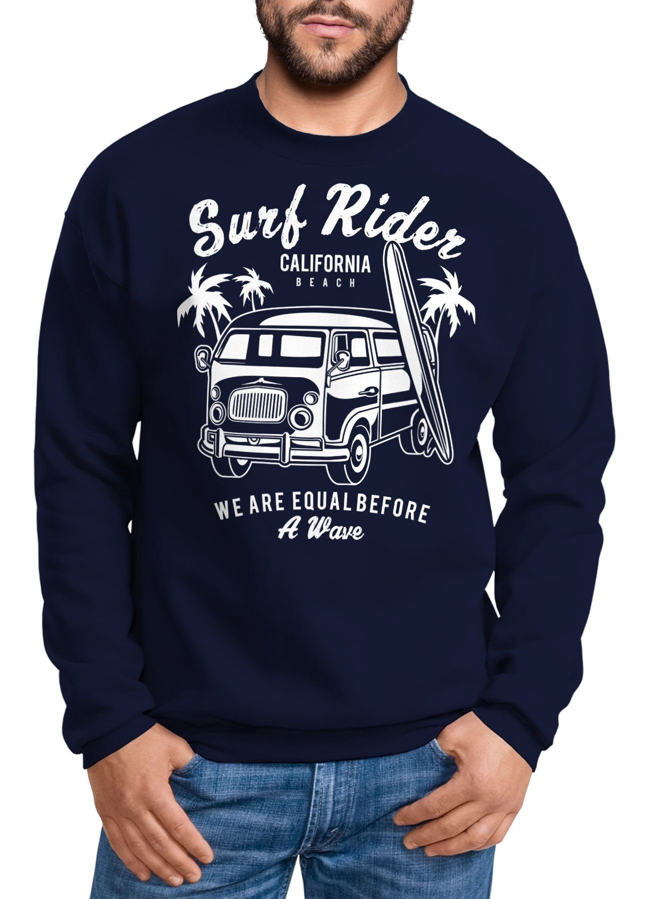 Neverless Sweatshirt Herren Sweatshirt Bus Surfing Retro Pullover Männer Neverless® navy