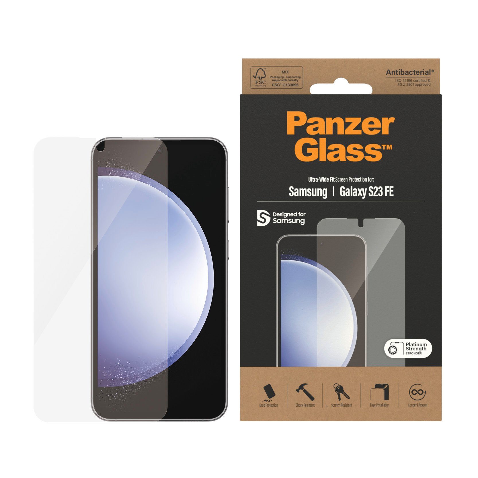 PanzerGlass Displayschutzglas Screen Protector Ultra Wide Fit für Samsung Galaxy S23 FE