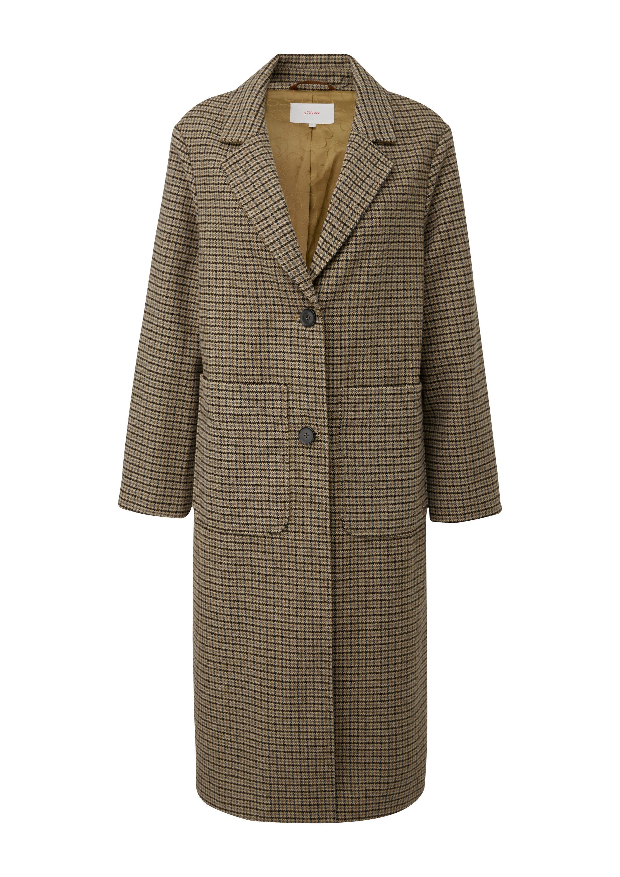 s.Oliver Funktionsmantel Outdoor-Mantel Karierter Mantel mit Wollanteil günstig online kaufen
