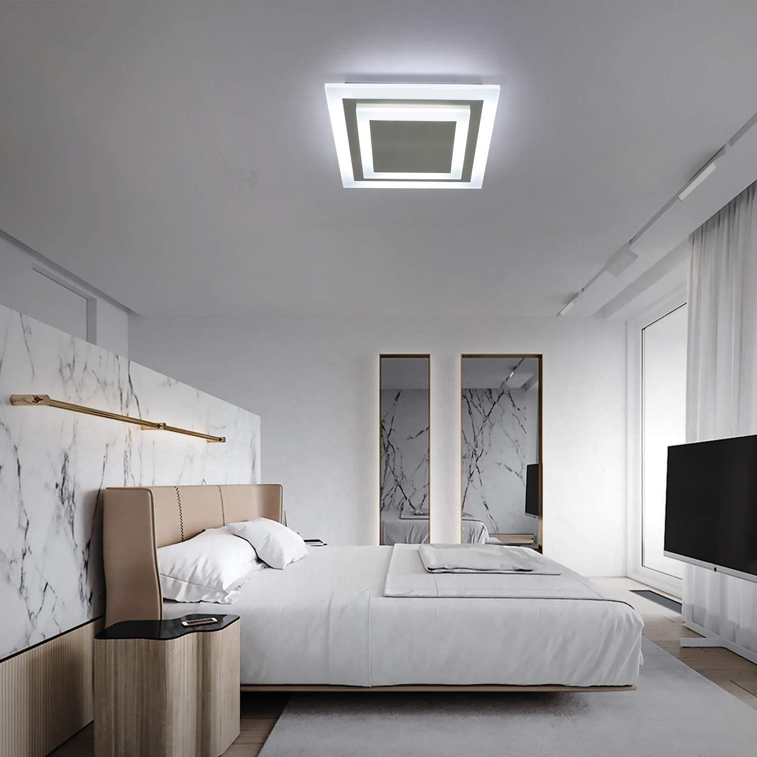 40cm, LED mit Kaltweiß, fest Wohnzimmer stufenlos Fernbedienung LED Nettlife Deckenleuchte Schlafzimmer Küche Büro Deckenlampe Warmweiß, Neutralweiß, für integriert, 41W Dimmbar