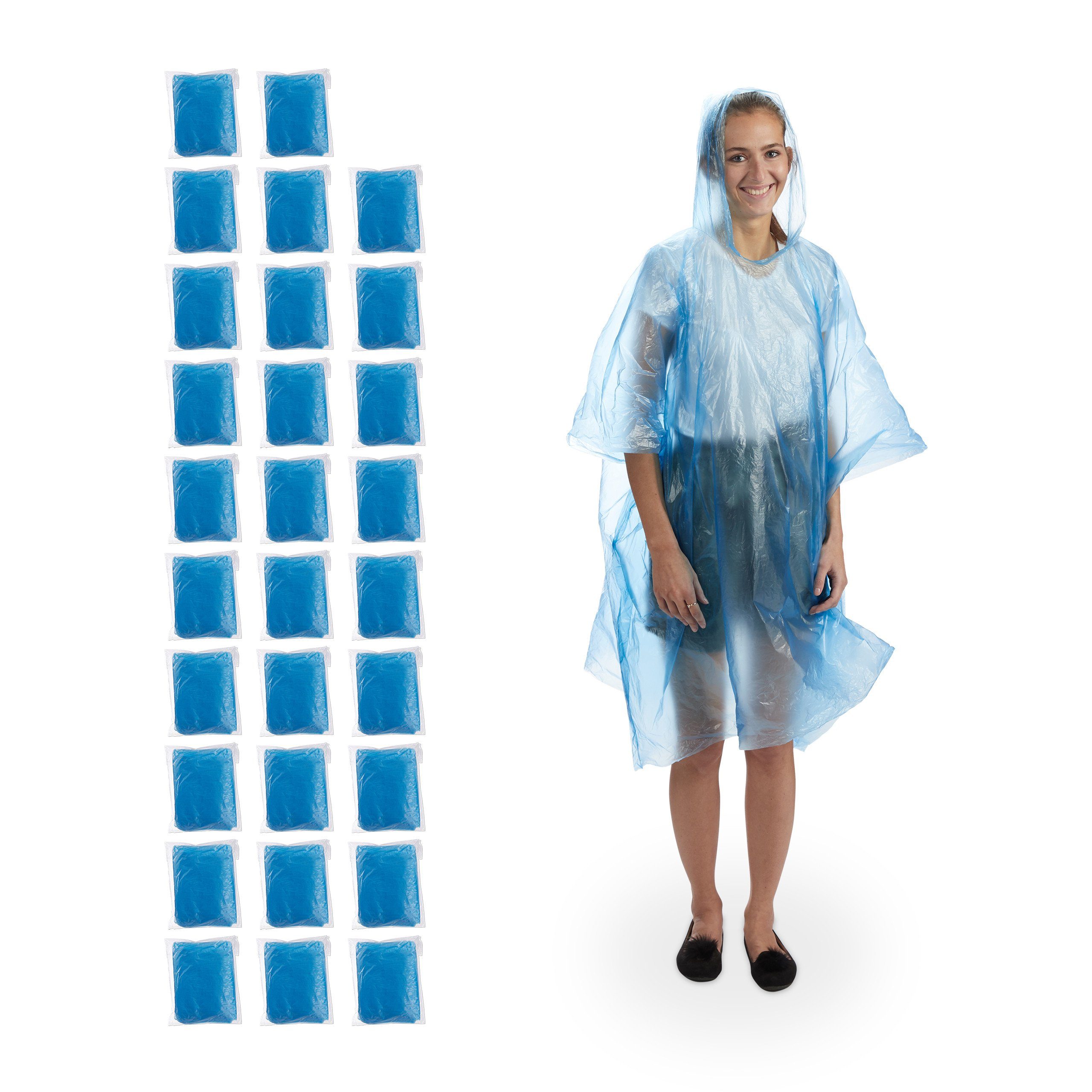 einzigartiges Material relaxdays Regenponcho 30 x blau Regenponcho