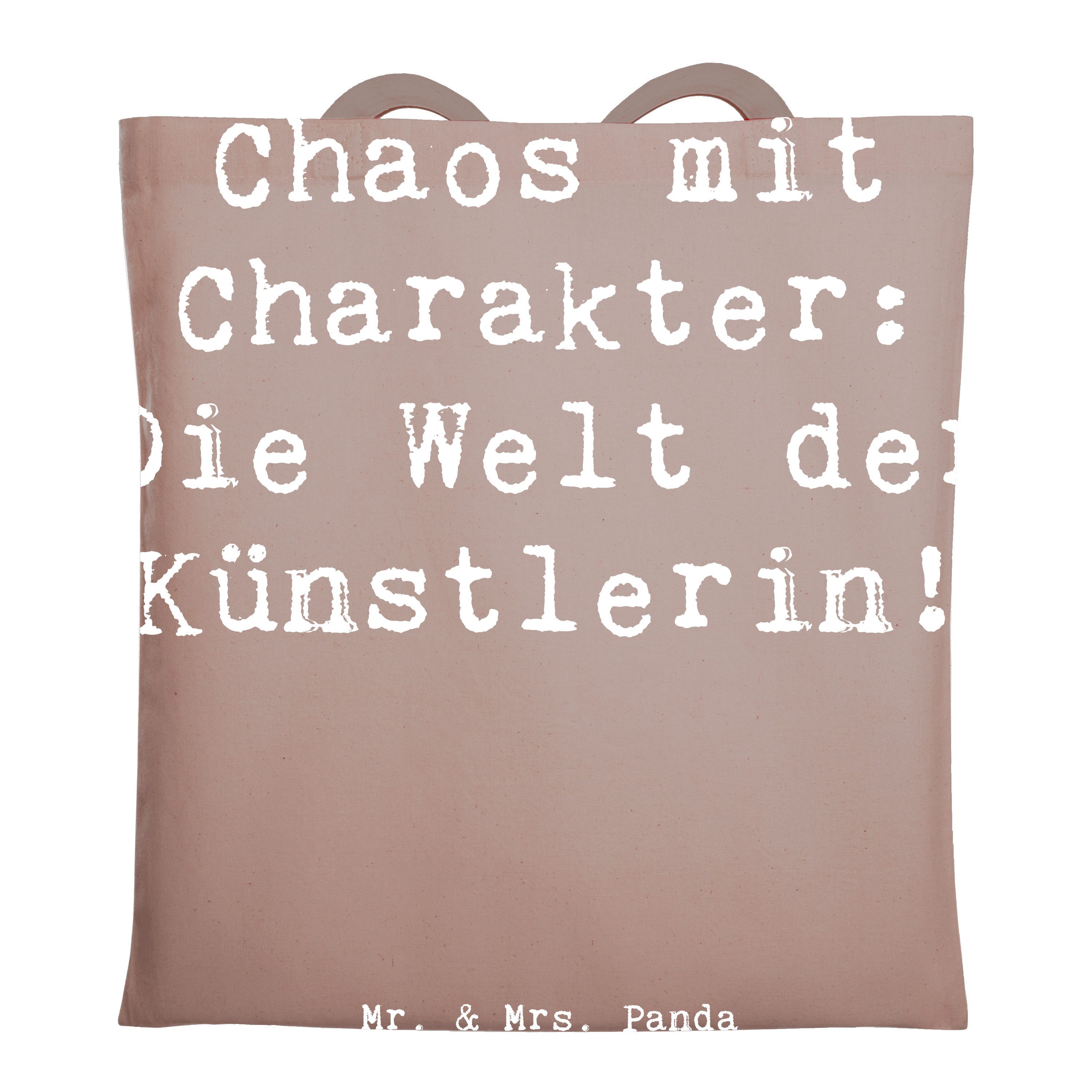 Tragetasche Künstlerin Chaos - Braun Pastell - Geschenk, Charakter, Shopper, ange