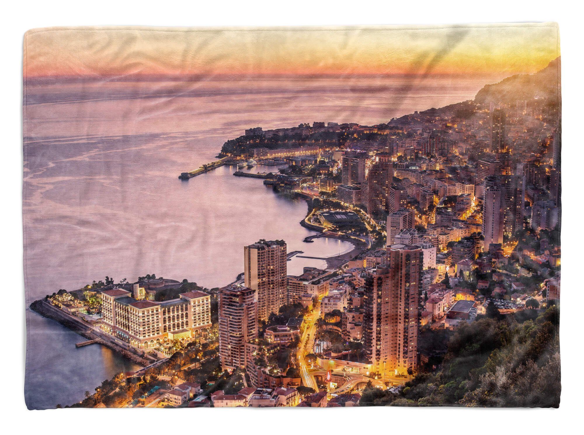 Carlo Kuscheldecke Baumwolle-Polyester-Mix Strandhandtuch (1-St), Monte Handtuch Handtuch Saunatuch Fotomotiv Art Monaco, mit Handtücher Sinus