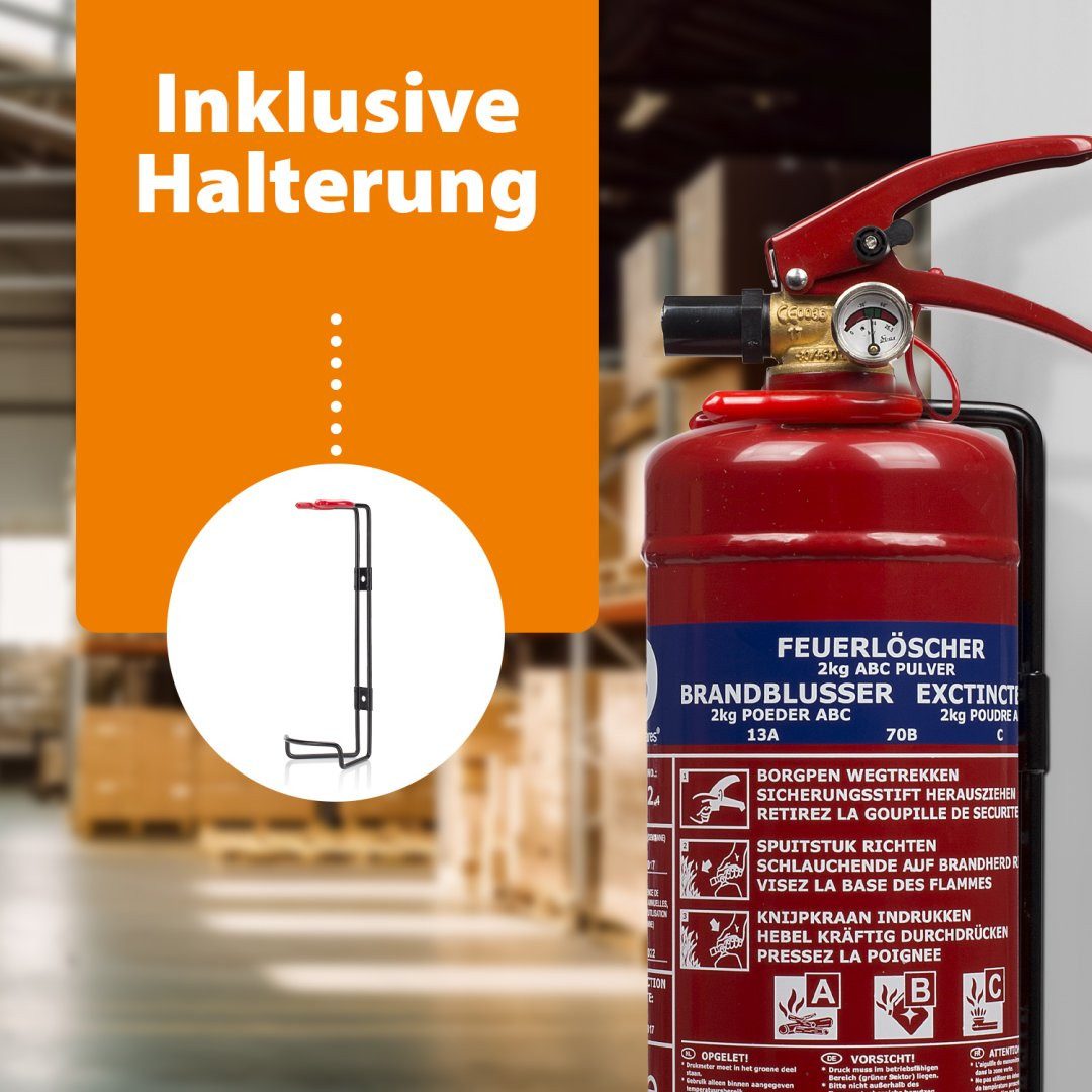 smartwares Pulver-Feuerlöscher 10.014.68, 2 kg Trockenpulver Brandklasse ABC BSI zertifiziert BB2