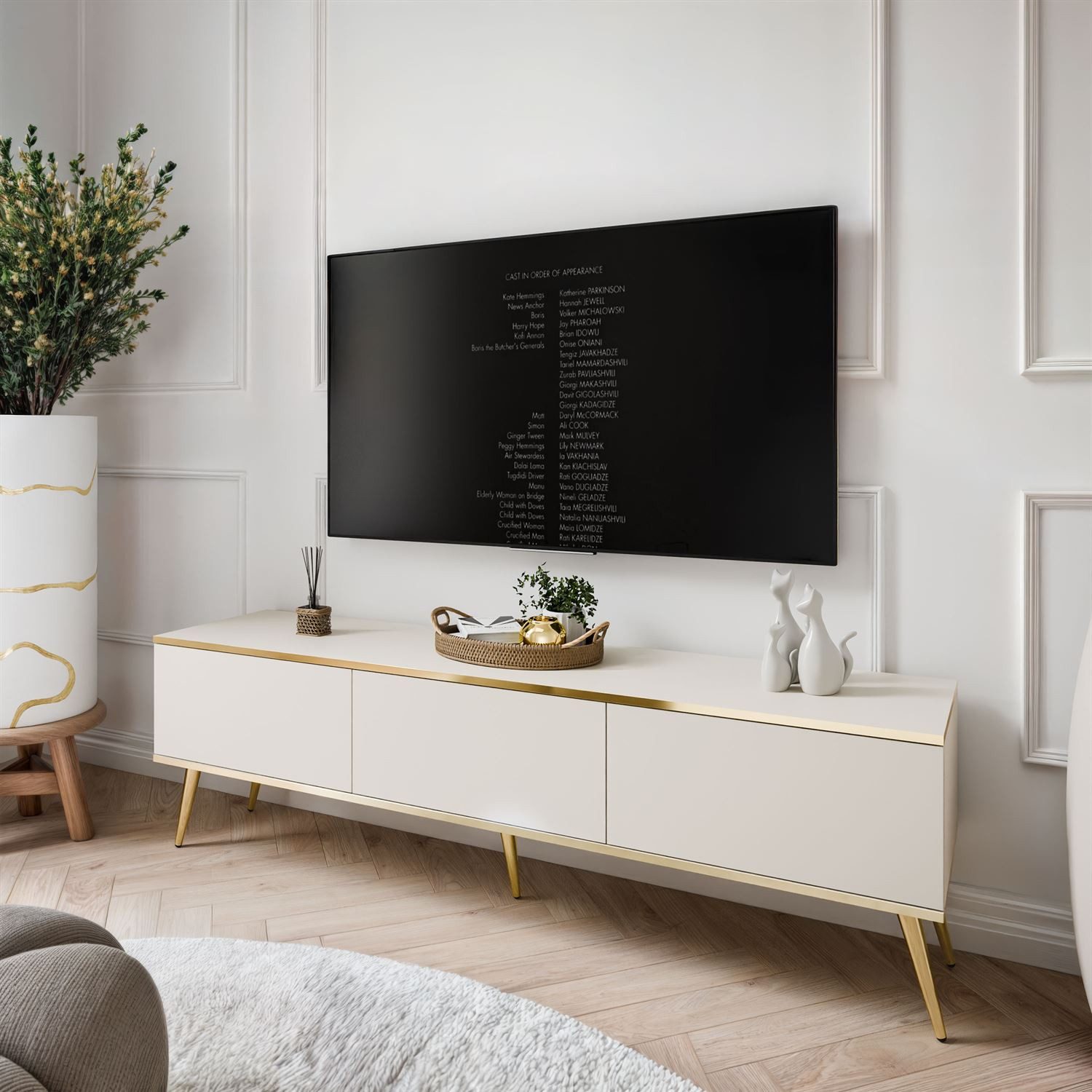 Lookway TV-Schrank OXFORD III 175 cm auf goldenen Füßen Breite: 175 cm