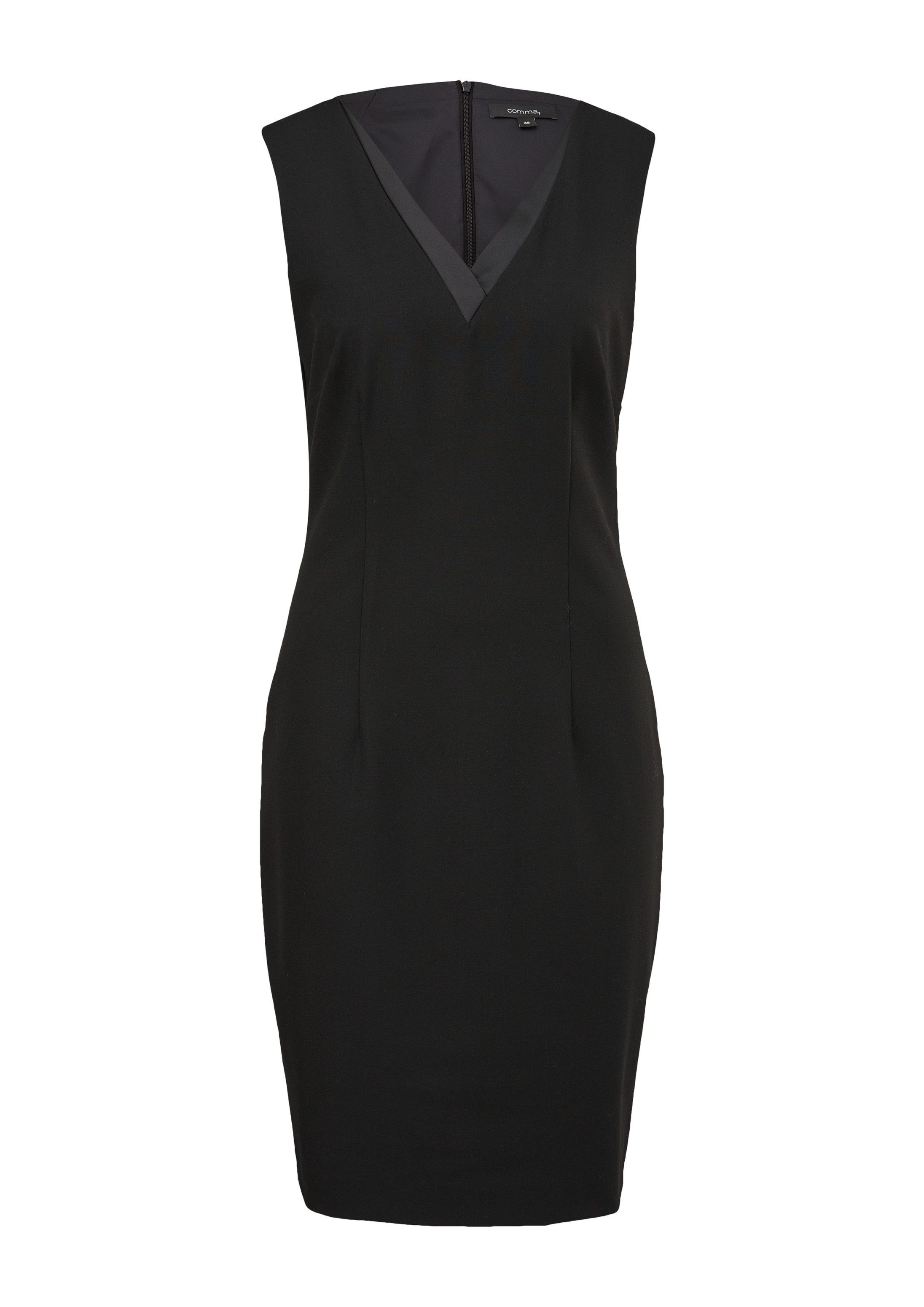 comma Minikleid Kleid Etuikleid mit V-Ausschnitt