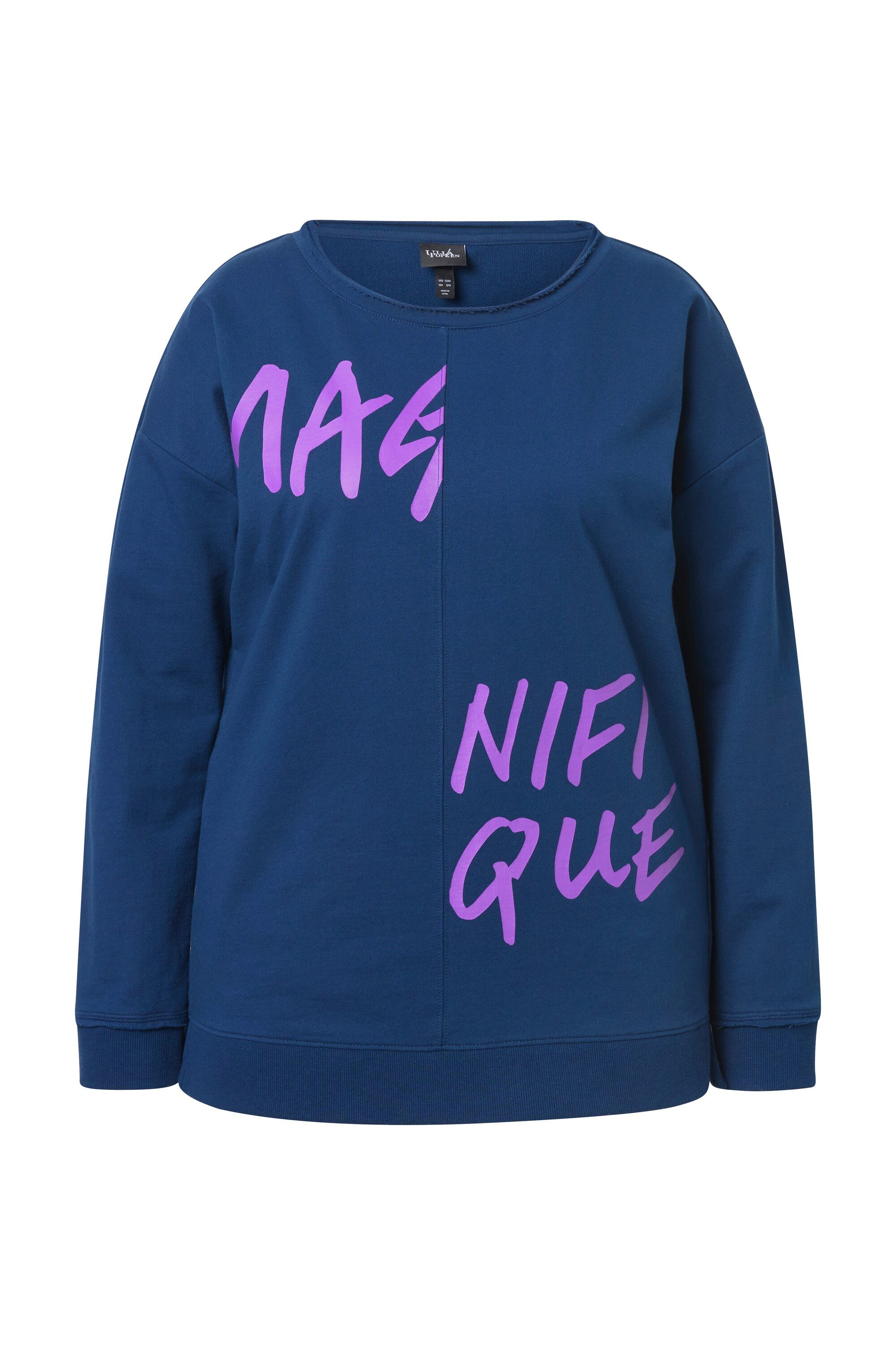 Ulla Popken Sweatshirt Sweatshirt Schriftmotiv Oversized Rundhals Langarm günstig online kaufen