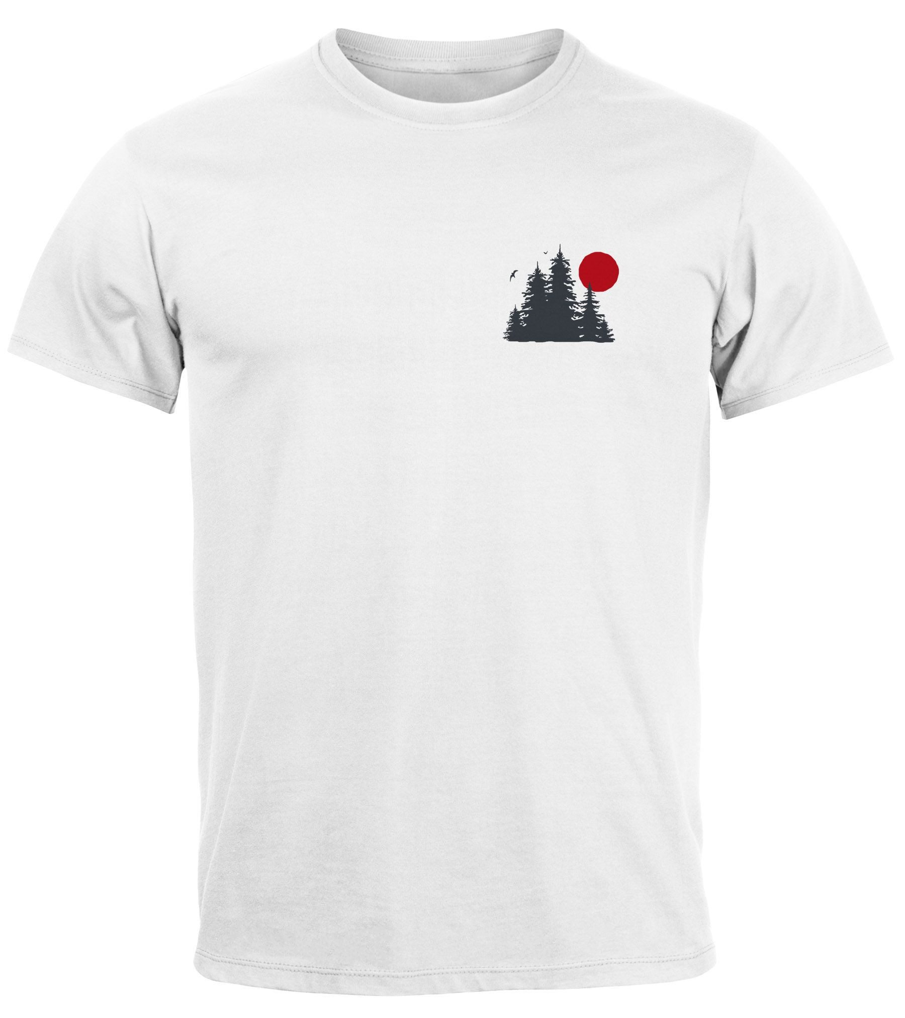 Print-Shirt Herren T-Shirt Logo Print Wald Silhouette Natur Aufdruck Outdoor