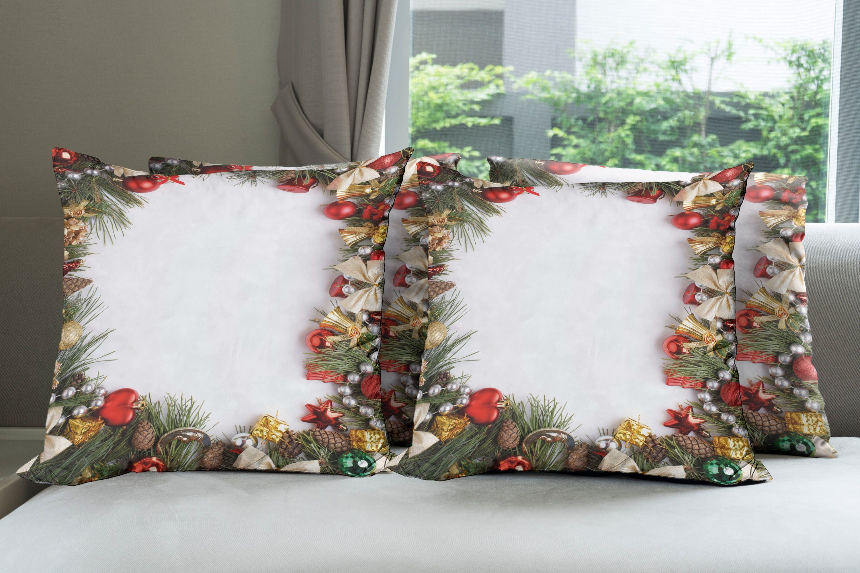 (4 Weihnachtsbaum Abakuhaus Doppelseitiger Dressed Modern Digitaldruck, Accent Stück), Weihnachten Kissenbezüge