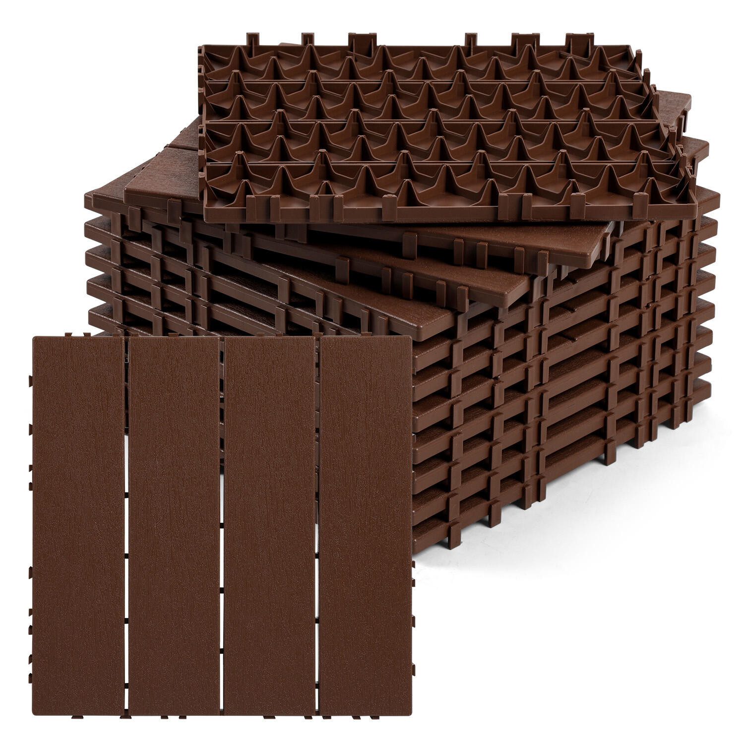 Clanmacy Terrassendielen Terrassenfliesen Kunststoff Klickfliesen mit Drainagensystem 1-5 qm