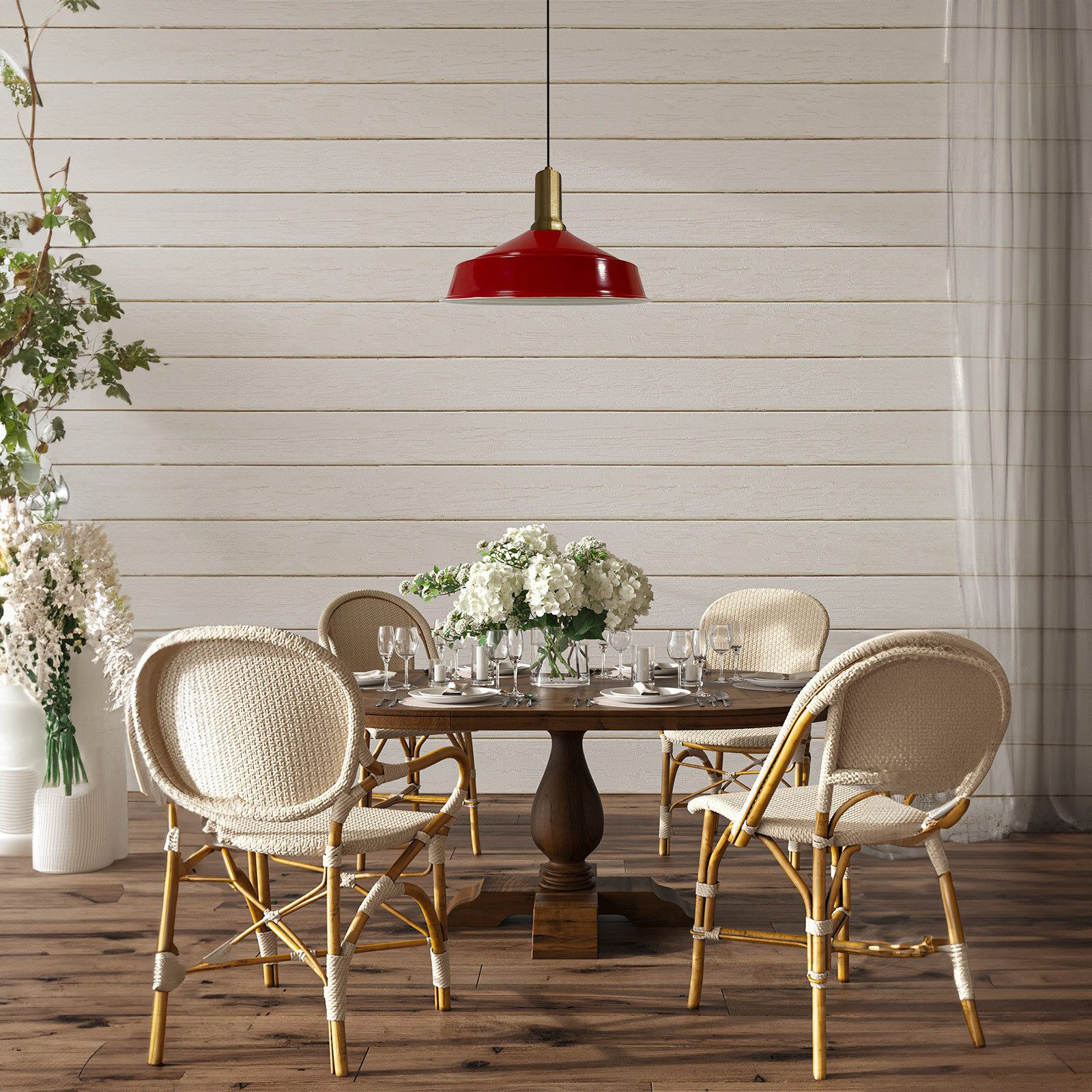 Bamyum Pendelleuchte Hängelampe AsletlEF Ø40 cm, Pendelleuchte Vintage, E27 Lampe, ohne Leuchtmittel, E27, Dimmbar, Einstellbare Kabellänge
