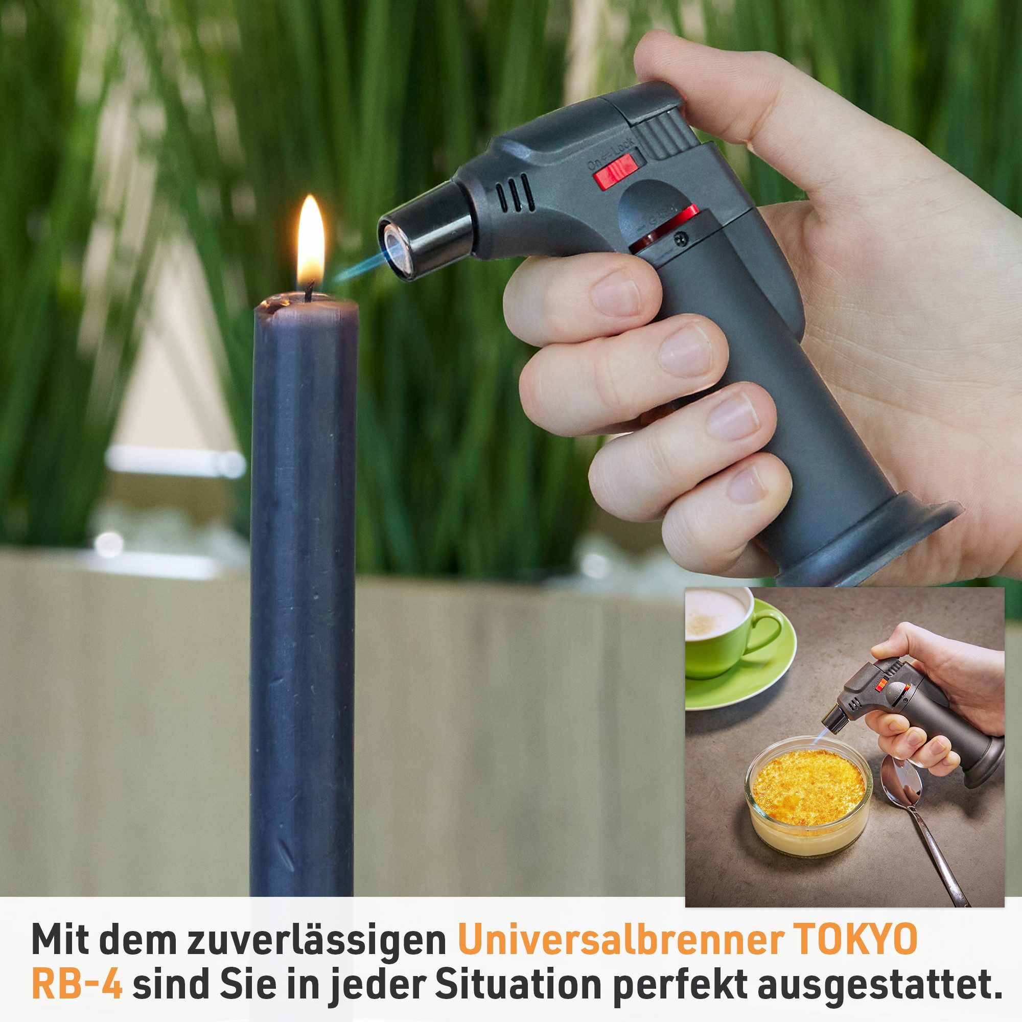 TOM Flambierbrenner Gasbrenner mit 100ml Nachfüllflasche, (2-tlg), Piezo-Zündung, 1300°C, Butan/Propan Gas – Bild 2 von 5