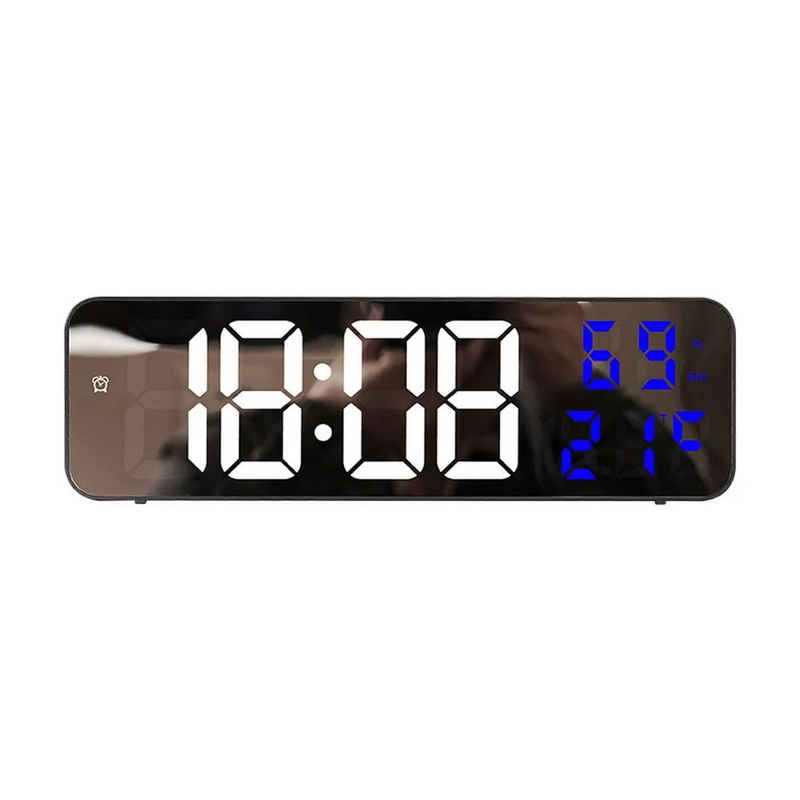 COFI 1453 Funktischuhr Digitale LED-Uhr mit Temperatur und Datum Anzeige in Blau
