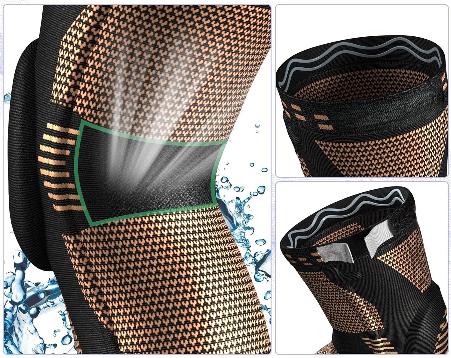 NEENCA Kniebandage Kniebandage Sport Gelenkschutz Stabilisierung Kompression (Einzeln verpackte Kniebandage für Sport & Alltag mit Kompressionswirkung, 1-teiliges Kniebandage-Set mit Federstabilisatoren für Gelenkschutz), Kniebandage mit Stabilisierung, Gelenkschutz & Schmerzlinderung