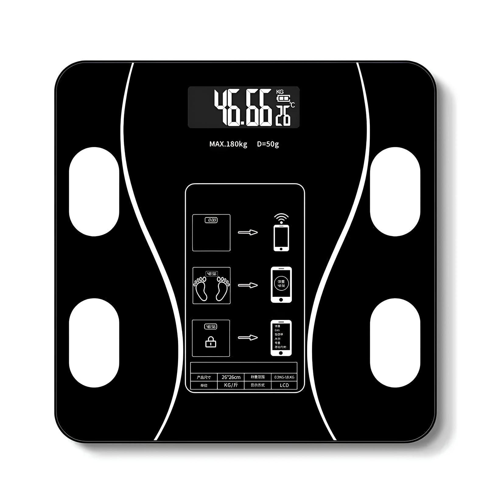 Athlix Personenwaage Körper-Analyse-Waage Körperwaage Körperfettwaage Gewichtswaage, Bluetooth App, Körperfett, BMI, BMR, Muskelmasse, App-Funktion
