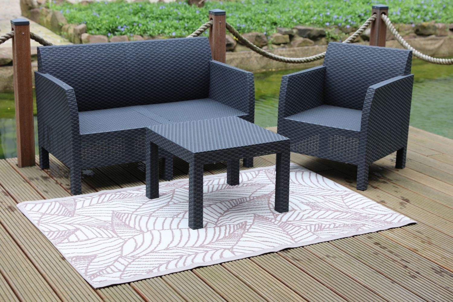 BURI Fußmatte Outdoor-Teppich geflochten 180x120cm Terrasse günstig online kaufen